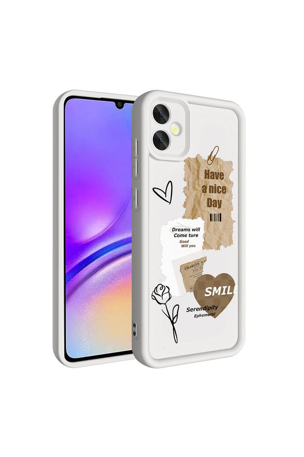 Galaxy A05 Kılıf Kamera Korumalı Baskılı Arka Yüzey Zore Klas Kapak - Koyu Kahve