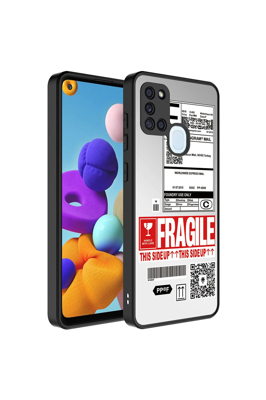 Galaxy A21S Kılıf Aynalı Desenli Kamera Korumalı Parlak Zore Mirror Kapak - Fragile