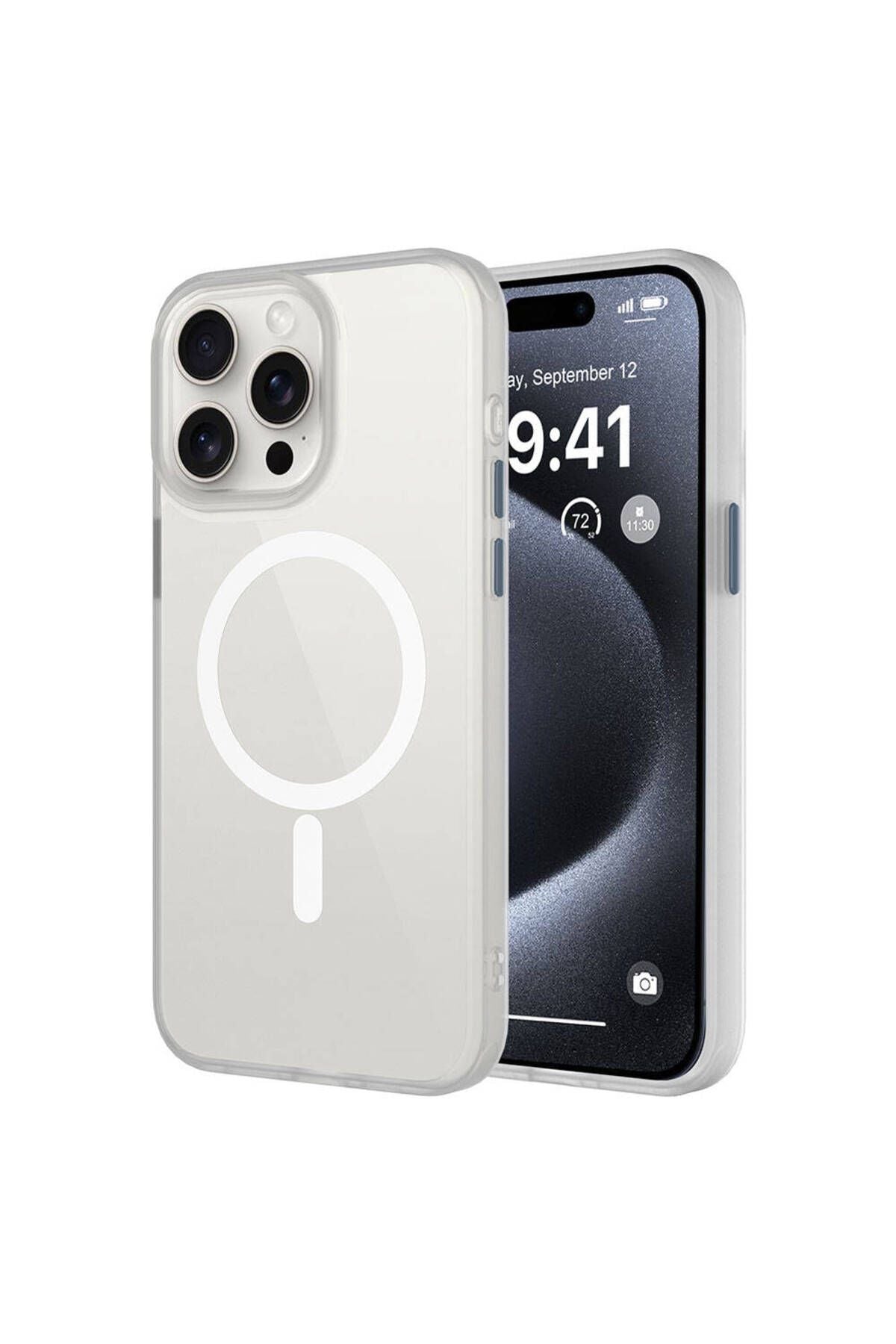 iPhone 15 Pro Uyumlu Mat Arka Yüzey Wireless Şarj Özellikli Zore Flet Magsafe Kılıf-Derin Mor