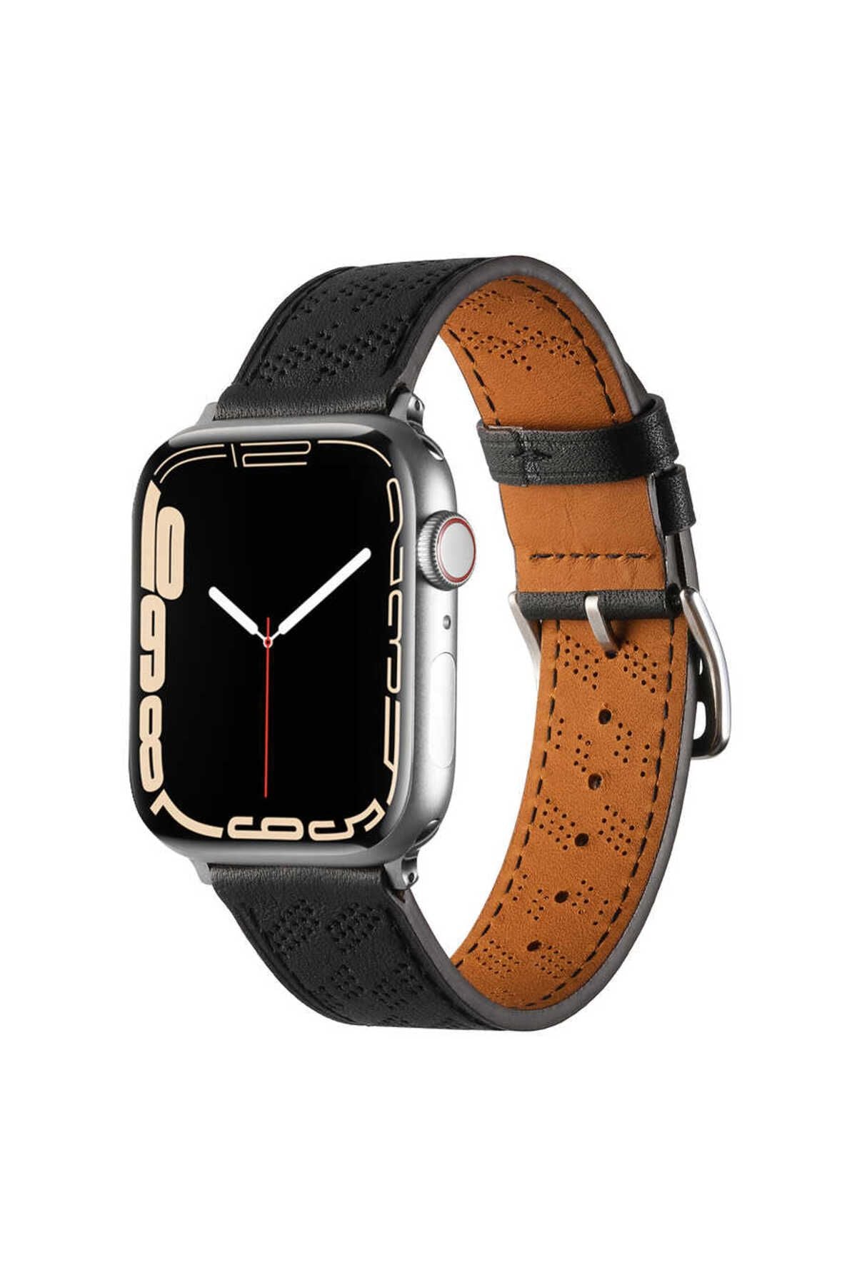 Watch Ultra 49mm Uyumlu KRD-76 PU Deri Kordon Strap Kayış CLO- Koyu Yeşil