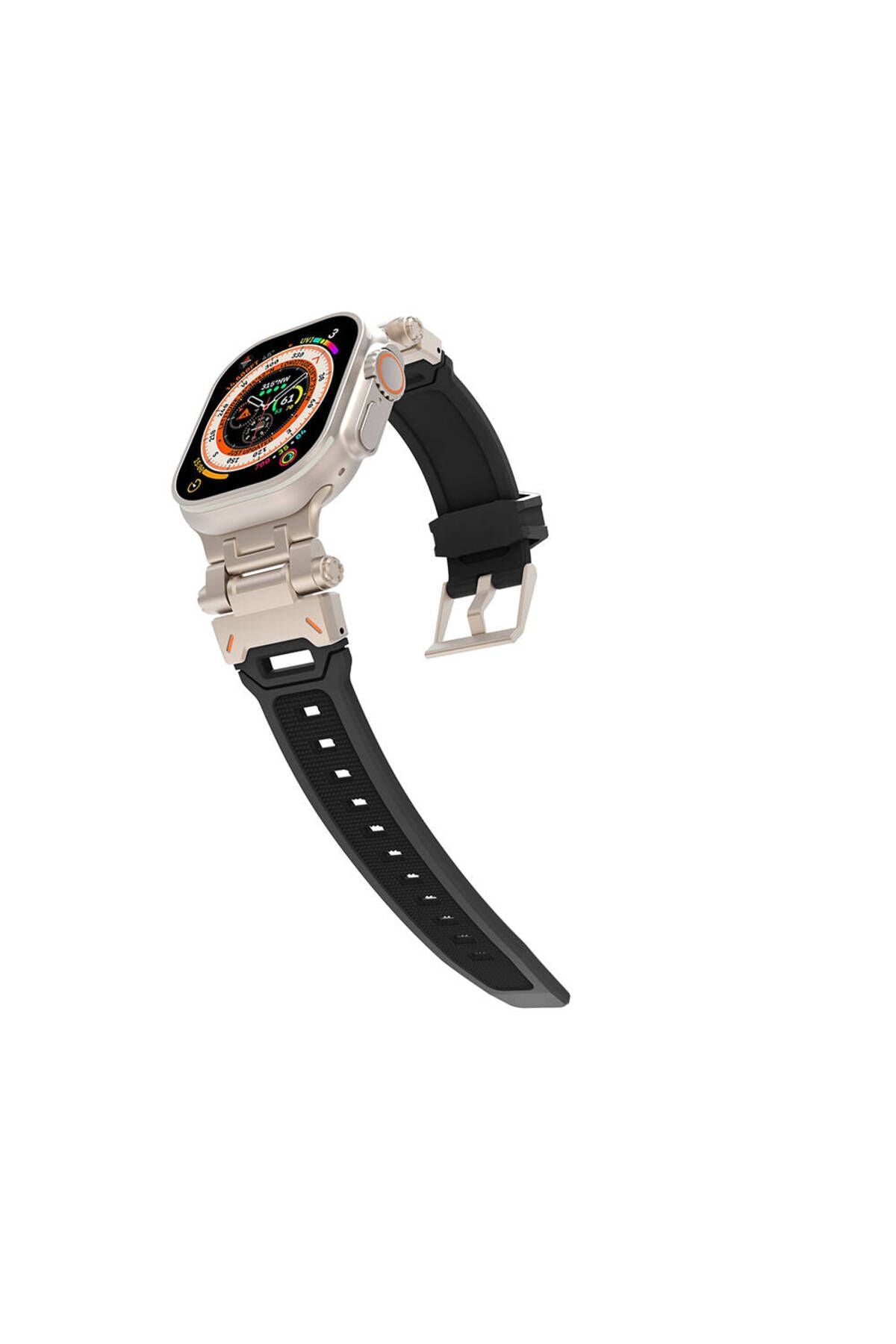 Watch 44mm CLO- KRD-108 Metal Başlıklı Silikon Kordon-Starlight-Yeşil