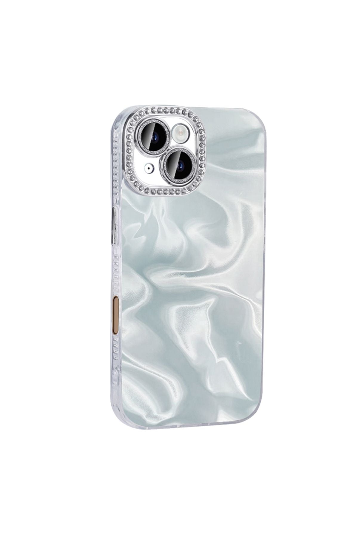 iPhone 16 Kılıf Airbagli Parlak Taş Detay Tasarımlı Uyumlu Zore Esila Kapak-Beyaz