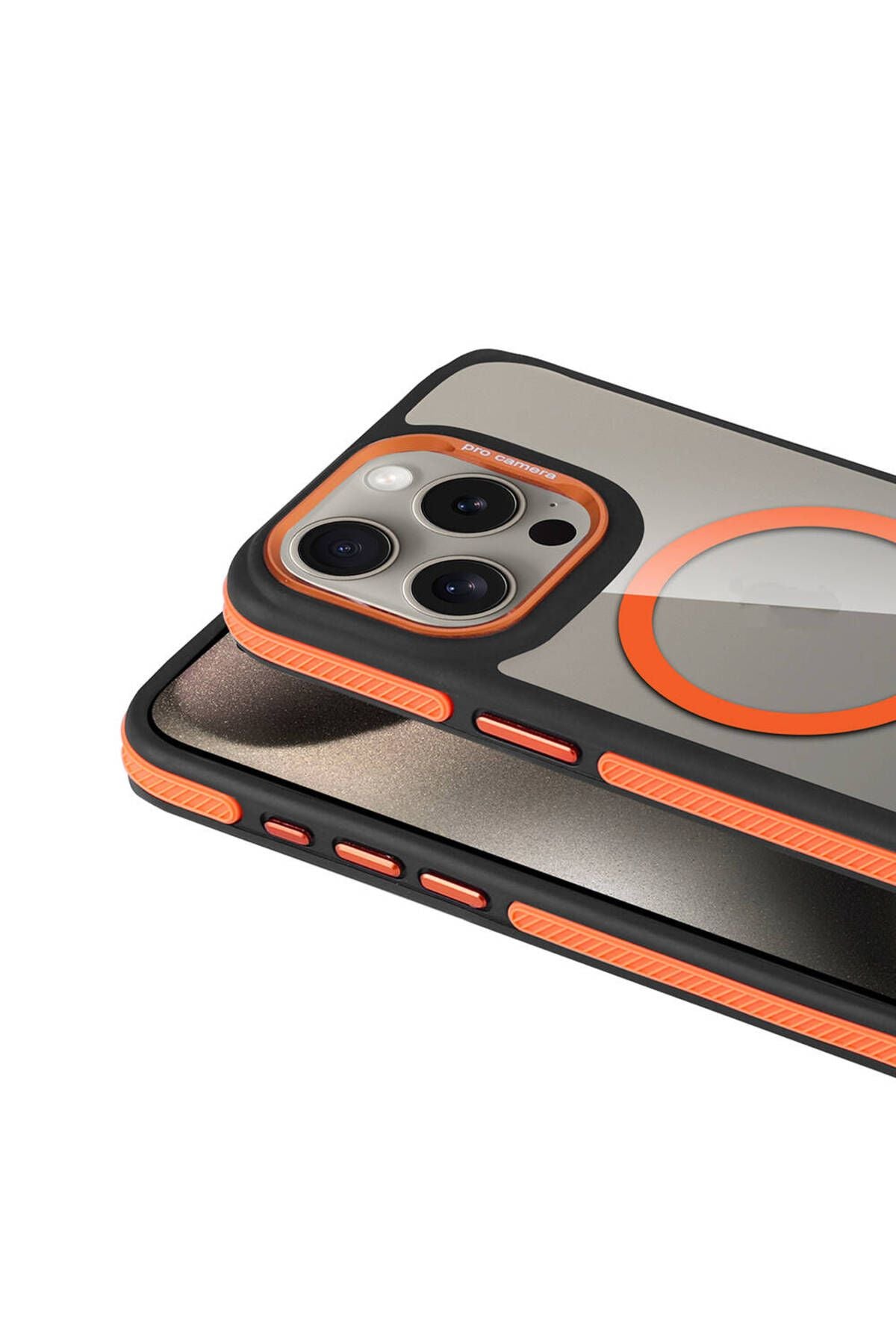 iPhone 15 Pro Kılıf Magsafe Şarj Özellikli Mat Görünümlü Zore Solo Kapak-Turuncu