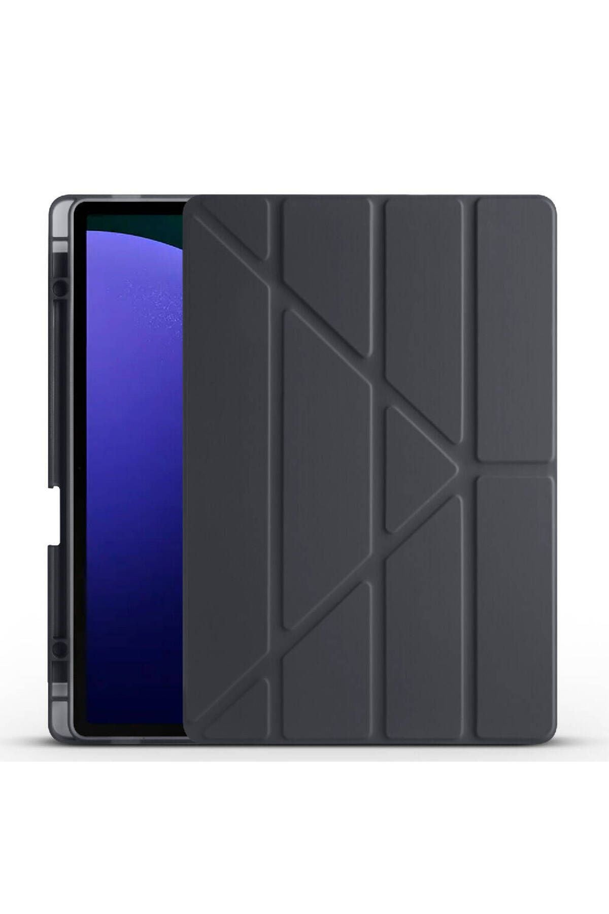 Galaxy Tab S9 FE Plus Kılıf Zore Tri Folding Kalem Bölmeli Standlı Kılıf - Yeşil