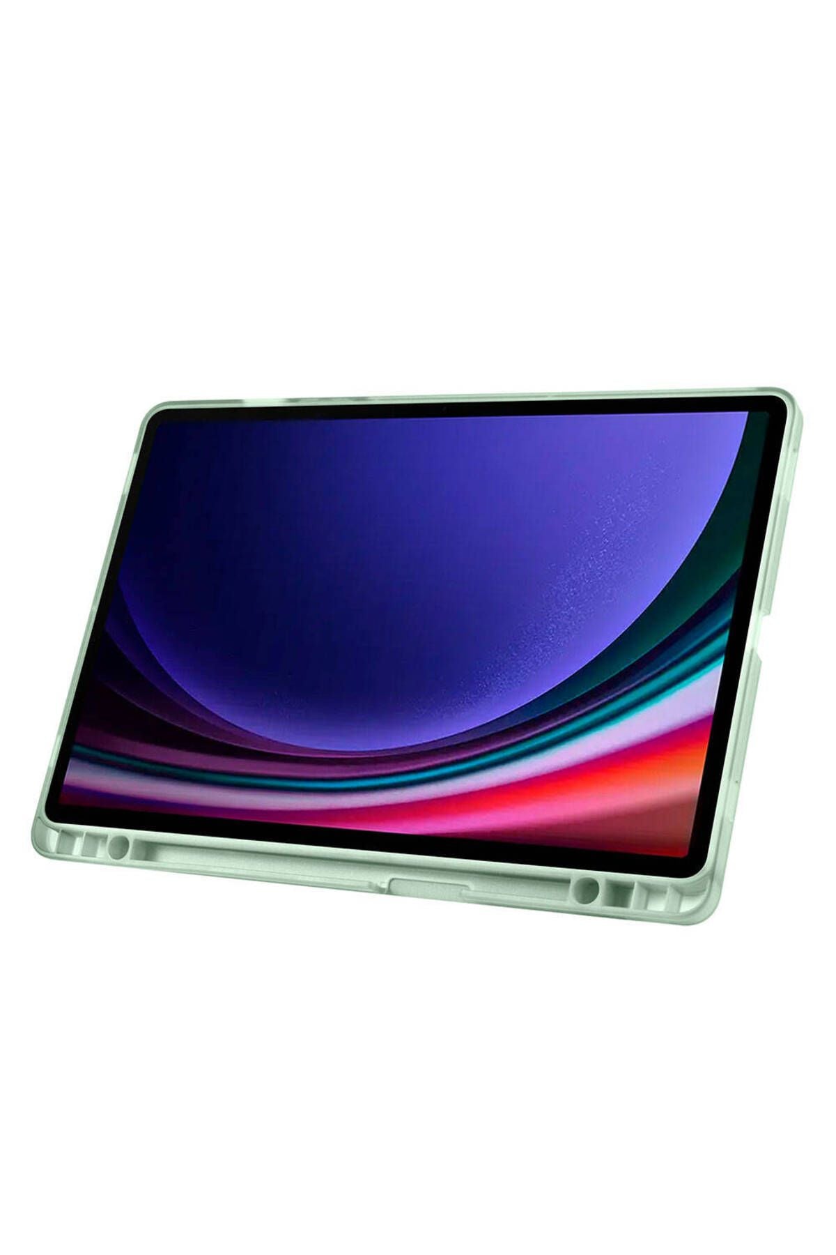Galaxy Tab S9 FE Kılıf  Uyumlu Zore Tri Folding Kalem Bölmeli Standlı Kılıf-Siyah
