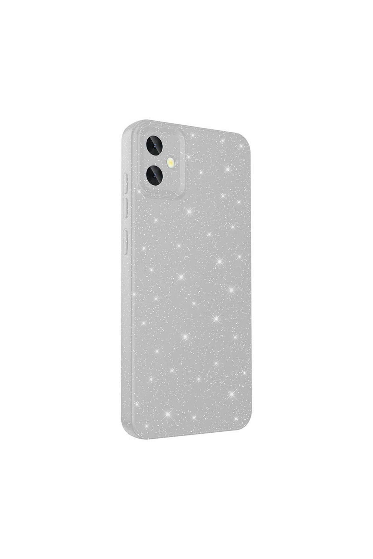 Galaxy A05 Kılıf Kamera Korumalı Simli Lüks Zore Koton Kapak - Gümüş