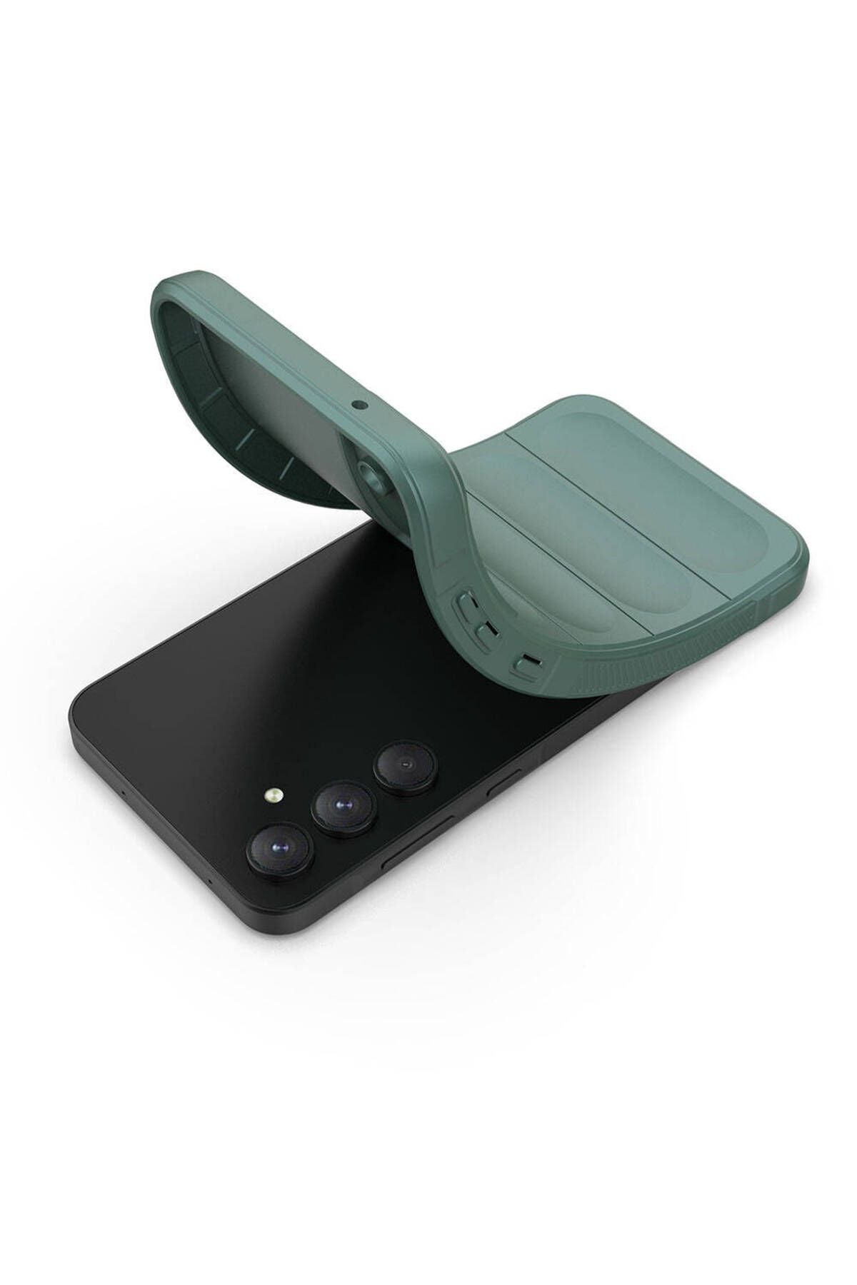 Galaxy A55 Kılıf Esnek TPU Oyuklu Arka Yüzey Tasarımlı Zore Etnik Silikon Kapak - Siyah