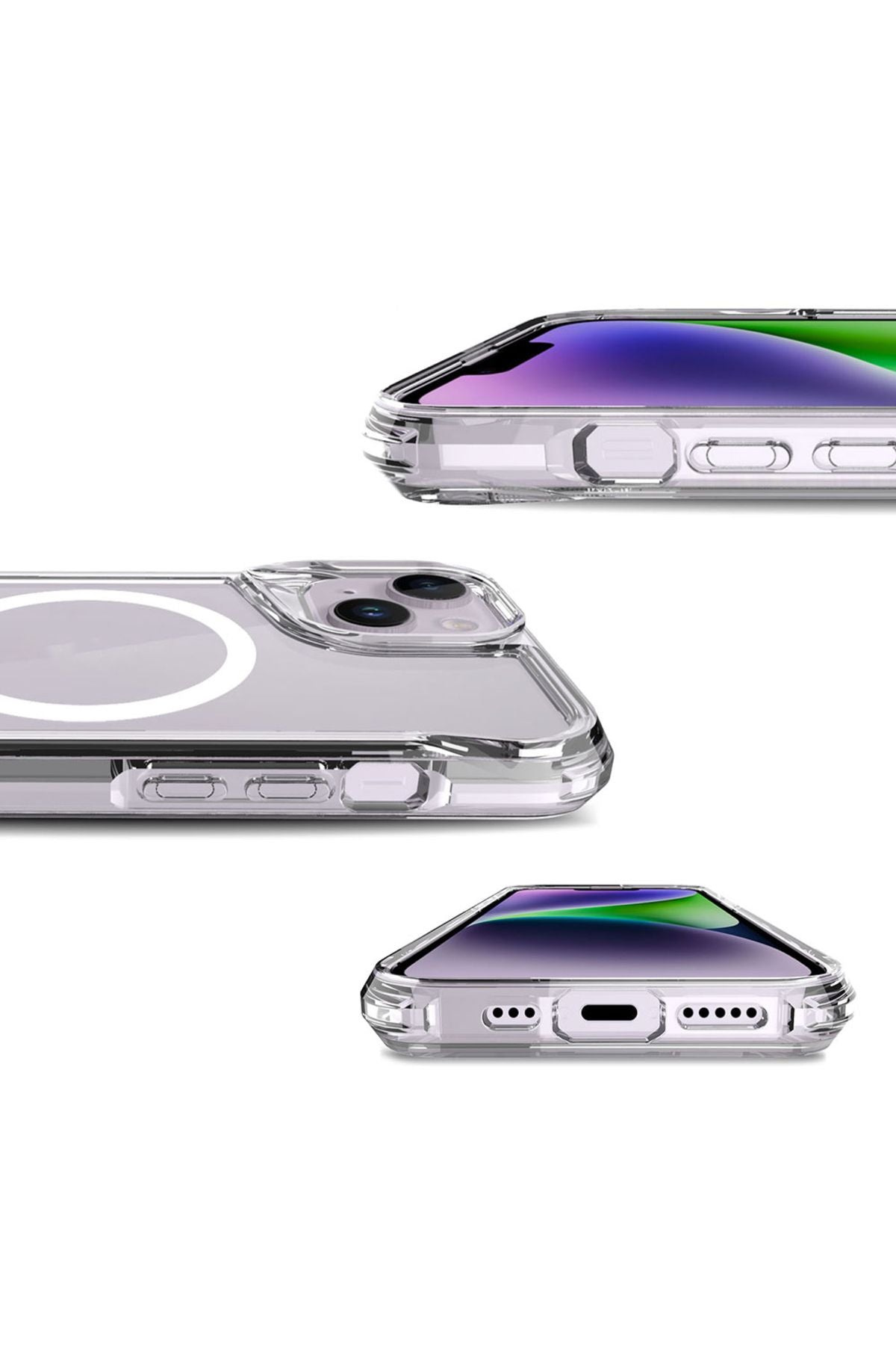 iPhone 15 Uyumlu Zore Magsafe Şarj Özellikli T-Max Magsafe Kılıf-Renksiz