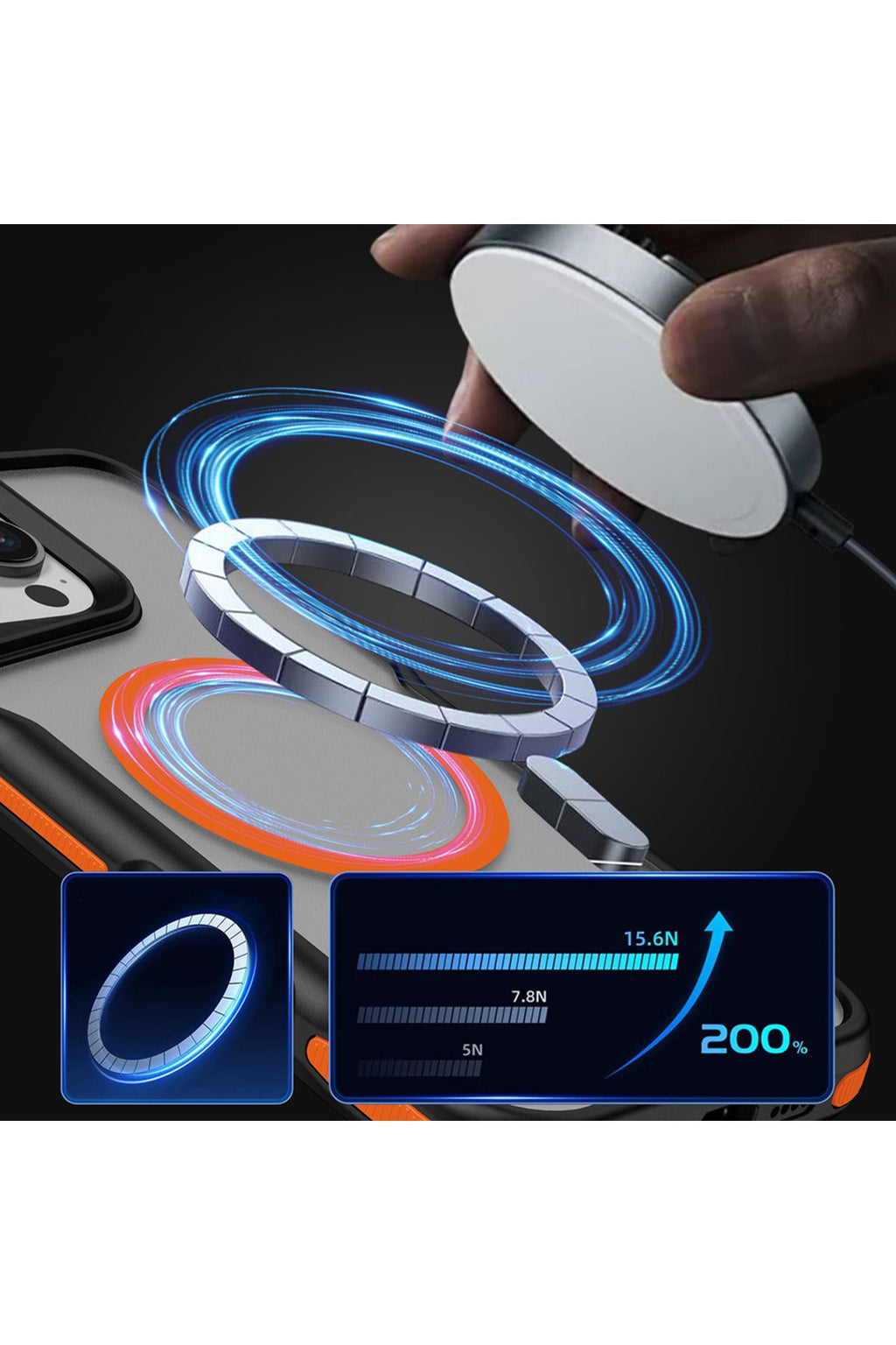 iPhone 16 Pro Uyumlu Magsafe Şarj Özellikli Renkli Kenar Airbag Şeritli Zore Lamer Kapak-Titanyum-Go