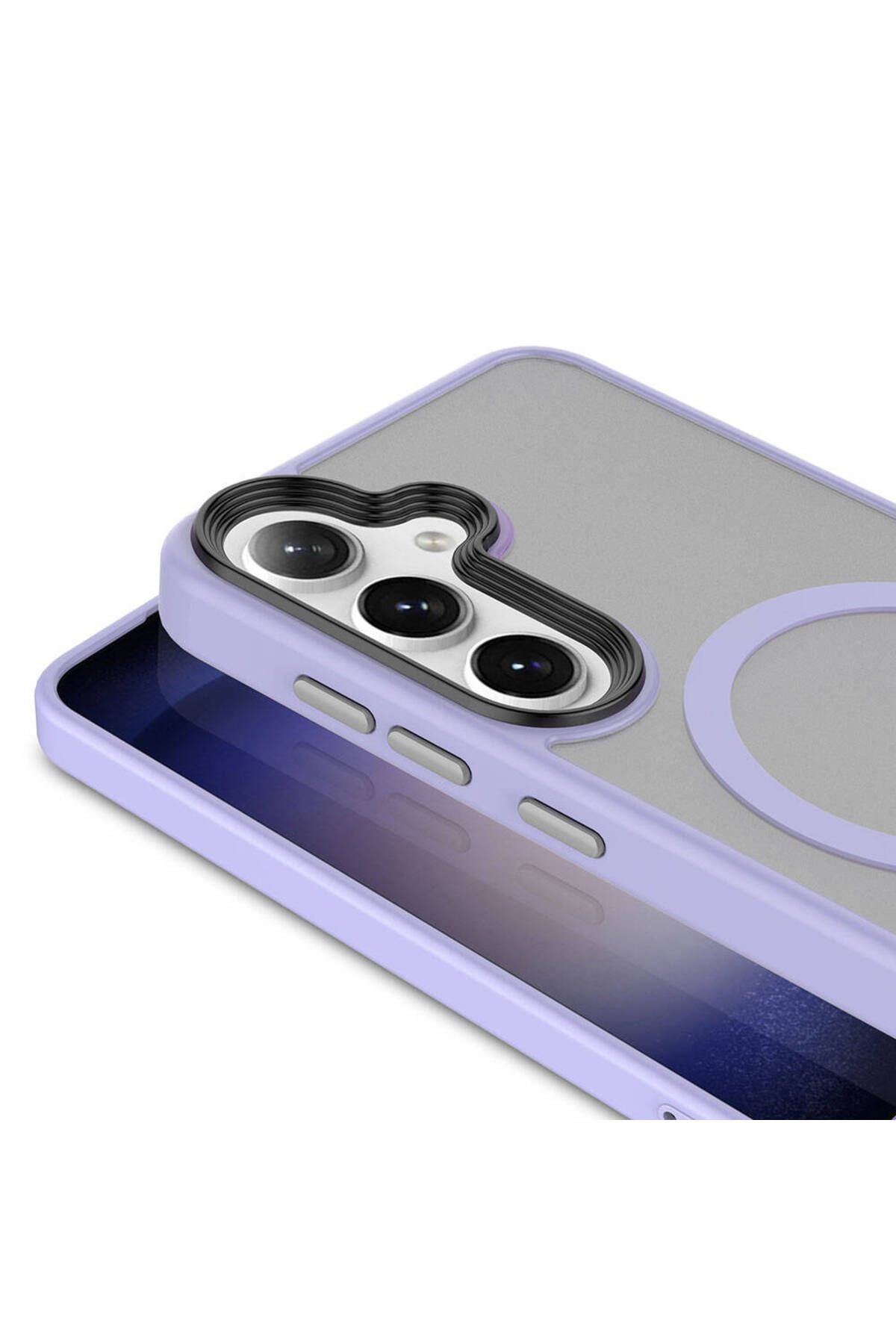 Galaxy S24 Uyumlu Sert PC Arka Yüzey Wireless Şarj Özellikli Zore Flet Magsafe Kılıf-Gri