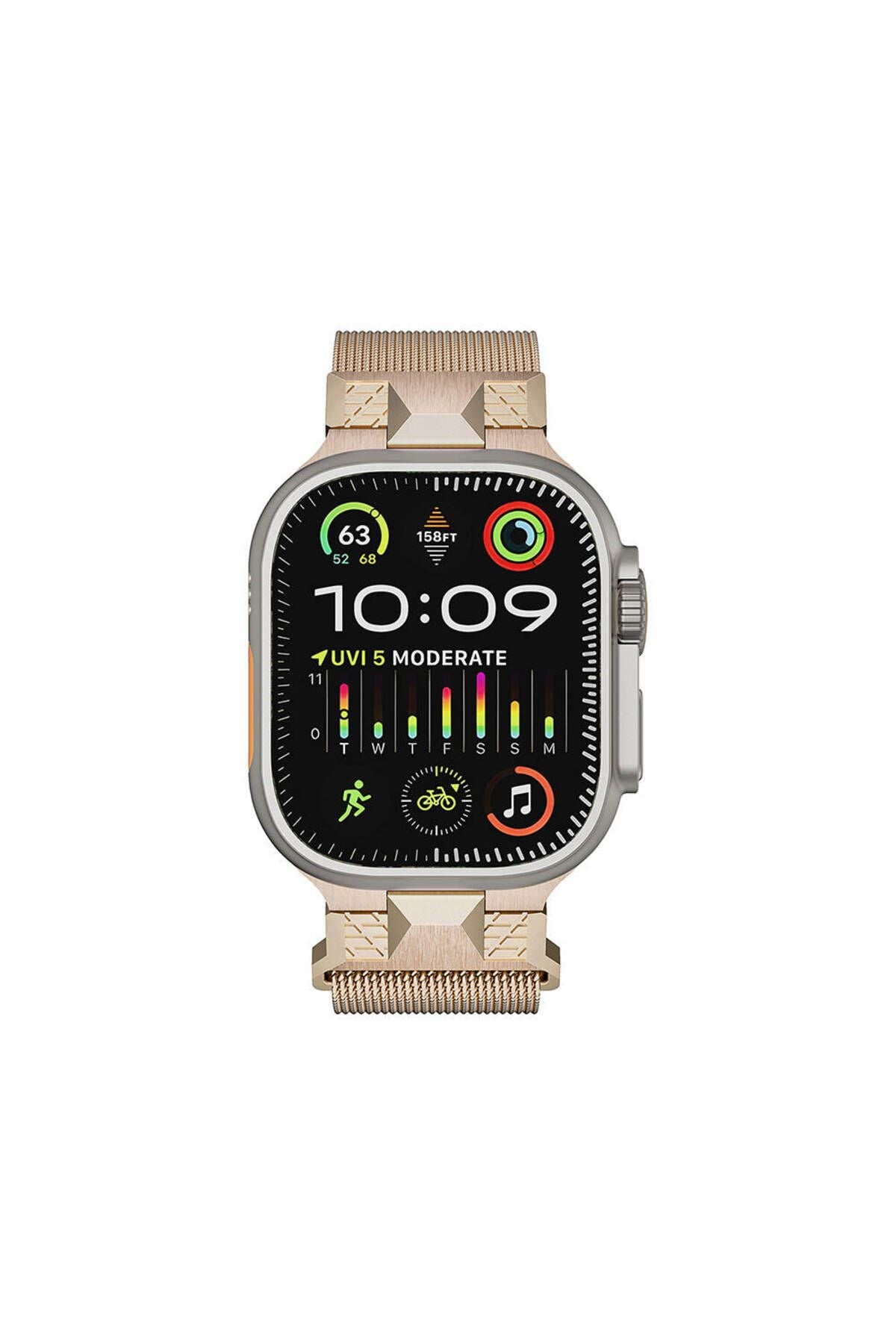 Apple Watch Ultra 49mm Zore KRD-107 Metal Hasır Kordon-Gümüş