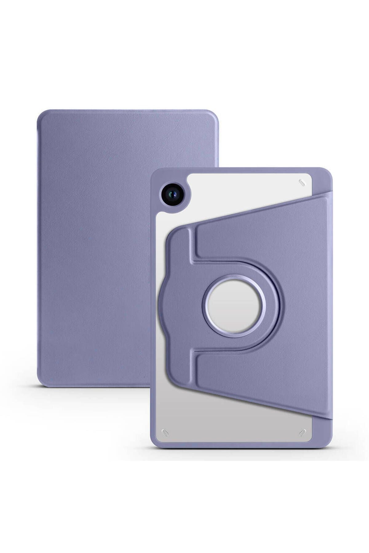 Galaxy Tab A9 Uyumlu  Kılıf  Termik Kalem Bölmeli Dönebilen Standlı Kılıf-Lavendery Gray
