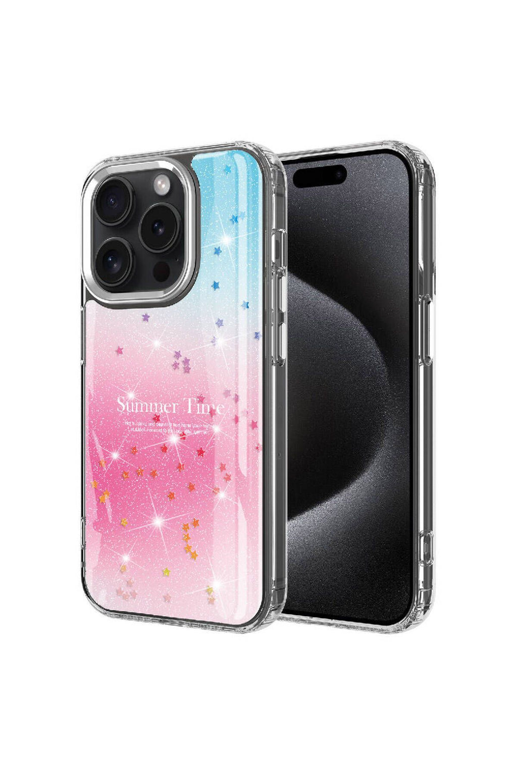 iPhone 15 Pro Uyumlu Simli Desenli Parlak Zore Task Kılıf-Pembe