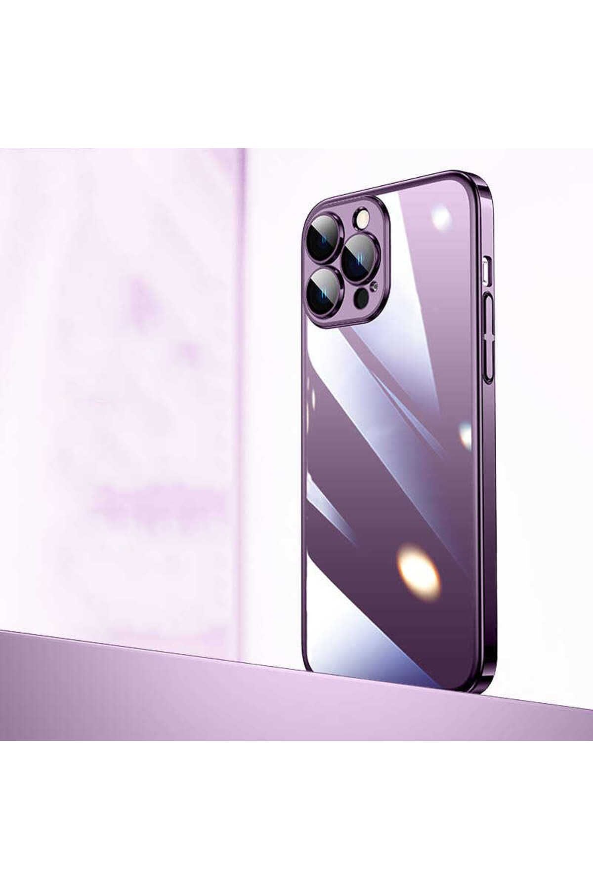 iPhone 14 Pro Uyumlu Sert PC Renkli Çerçeveli Zore Riksos Kılıf-Gümüş