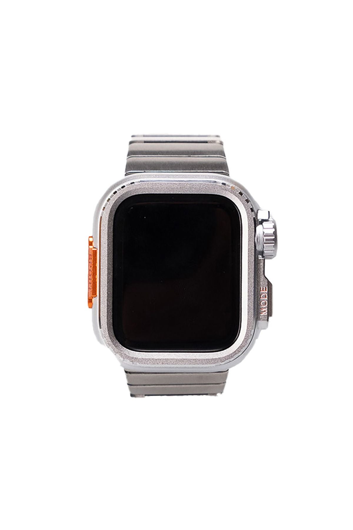 Watch Ultra 49mm Uyumlu Zore KRD-126 Sert Kasa Koruyuculu Metal Kordon-Gümüş