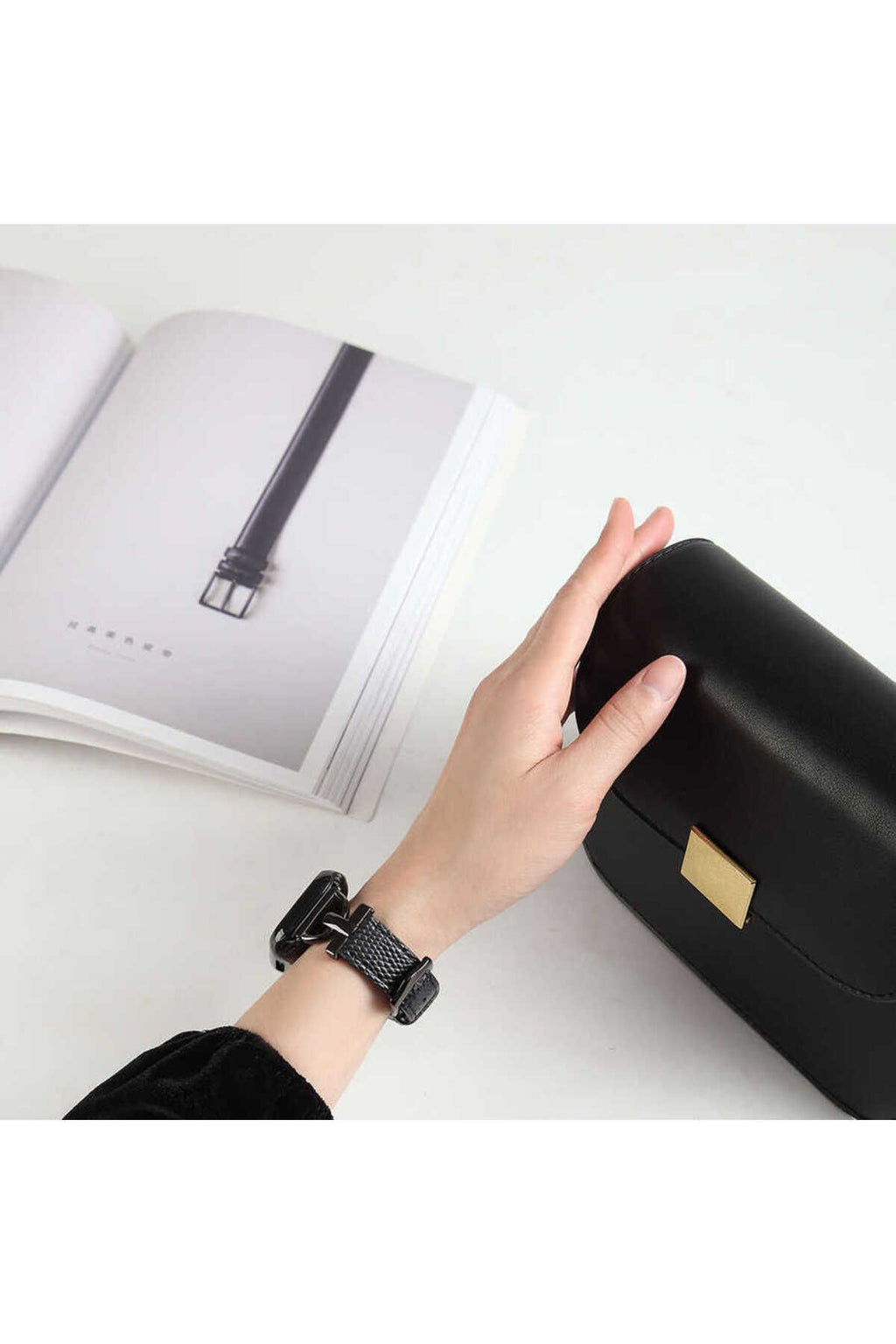 Watch 40mm Uyumlu KRD-53 Deri Zore Kordon-Siyah-Gümüş