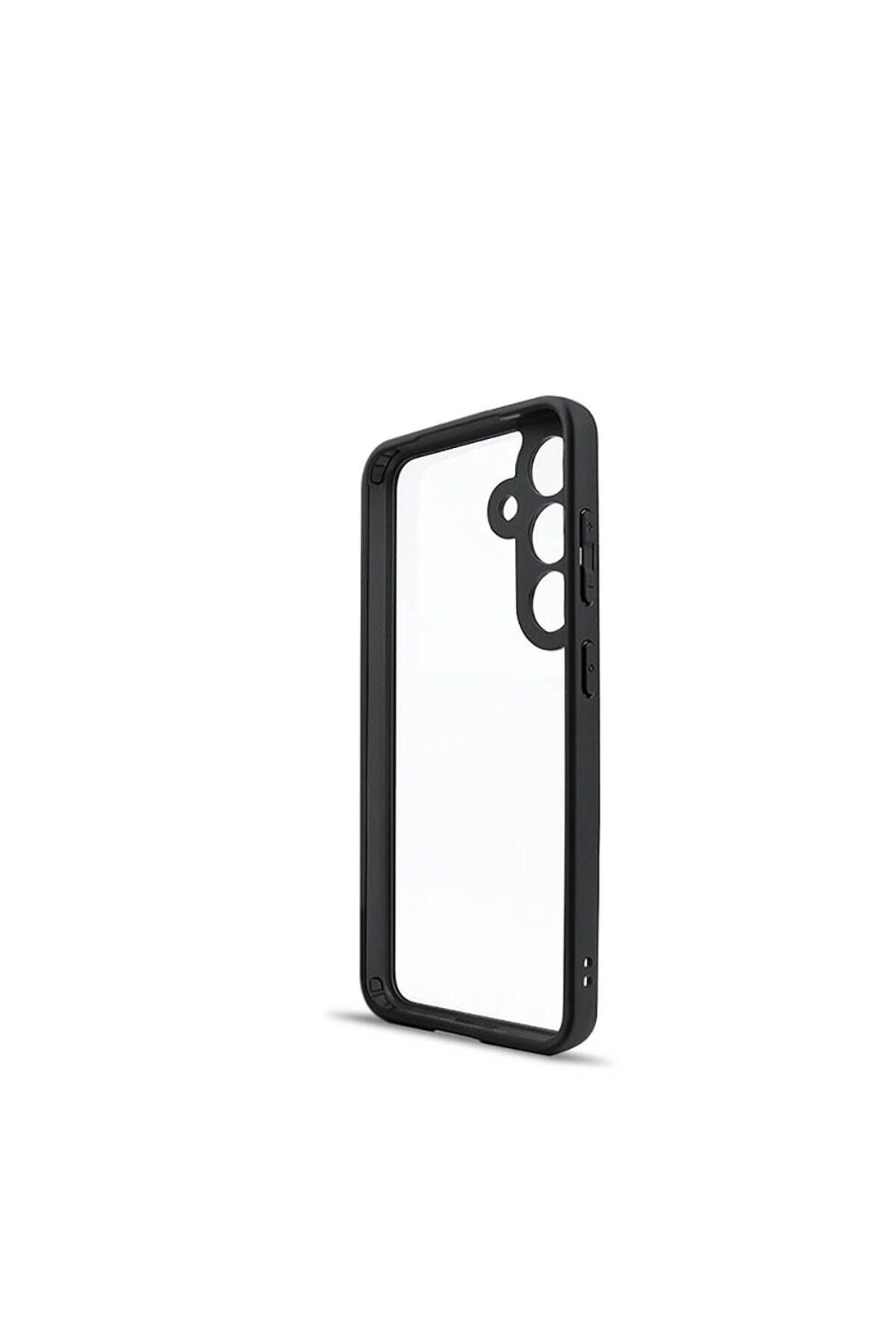Galaxy S24 Uyumlu Kamera Korumalı Şeffaf Arka Yüzey Zore New Roll Kılıf-Siyah