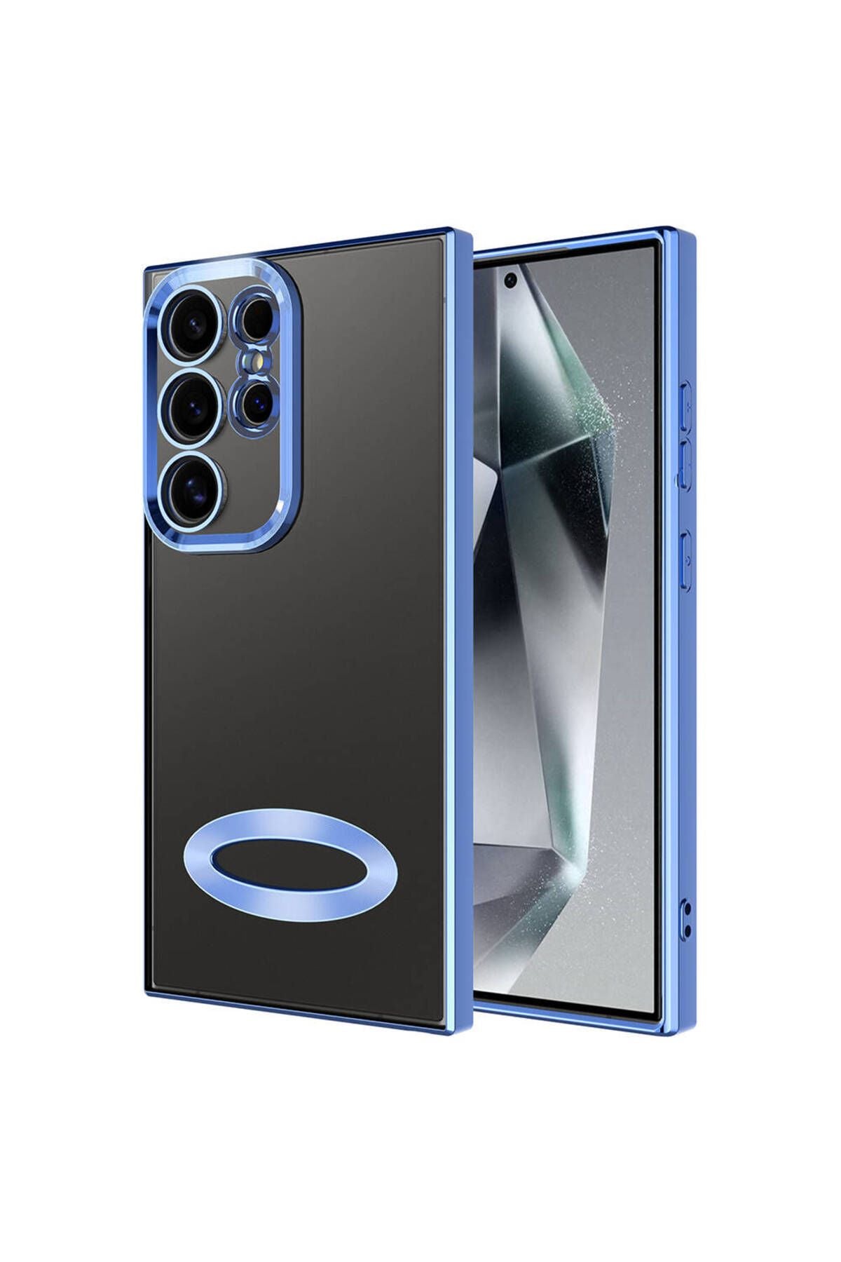 Galaxy S24 Ultra Kılıf Kamera Korumalı Logo Gösteren Zore Omega Kapak - Sierra Mavi