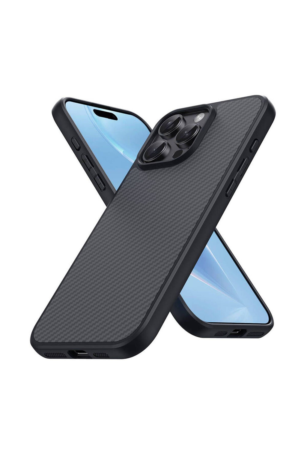 iPhone 16 Pro Max Uyumlu Magsafe Şarj Özellikli Karbon Fiber Tasarımlı Zore Elnino Kapak