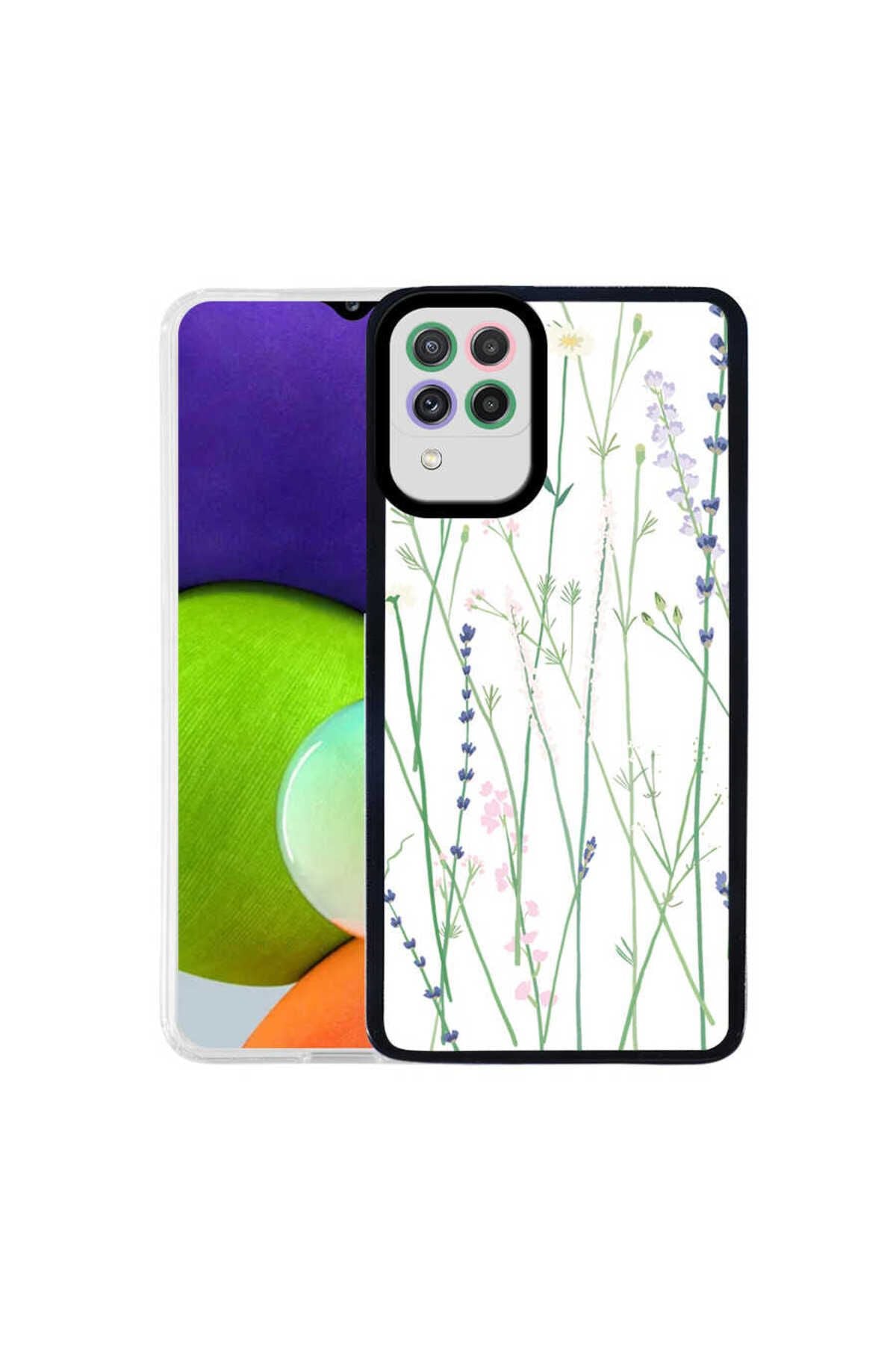 Galaxy A22 4G  Uyumlu Kılıf  M-Fit Desenli Kapak - Flower No4