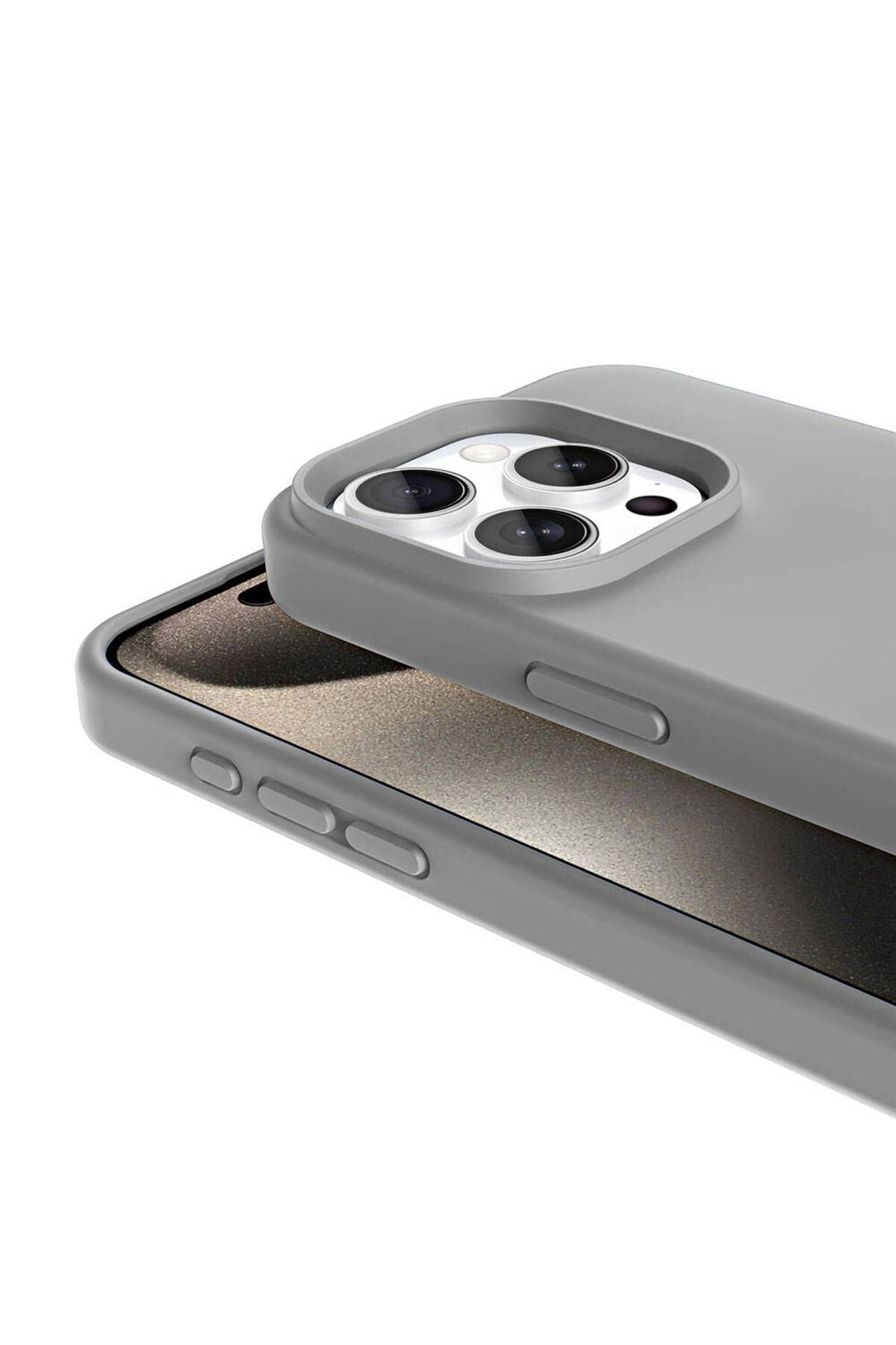 iPhone 15 Pro Kılıf Magsafe Şarj Özellikli Sıvı Teknolojili Silinebilir Sert Zore Kivi Kapak-Koyu Gr