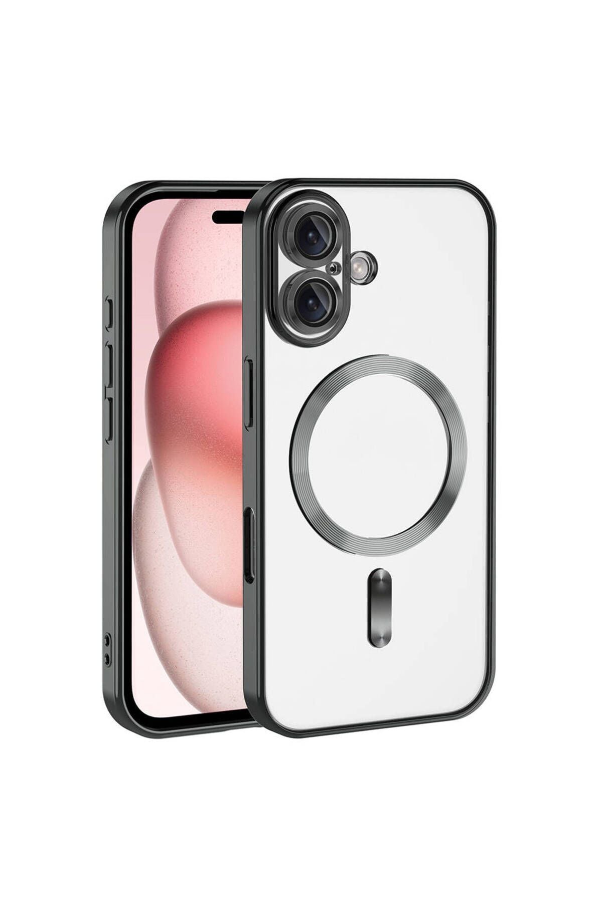 iPhone 16 Plus Kılıf Kamera Korumalı Magsafe Wireless Şarj Özellikli Zore Demre Kapak - Rose Gold