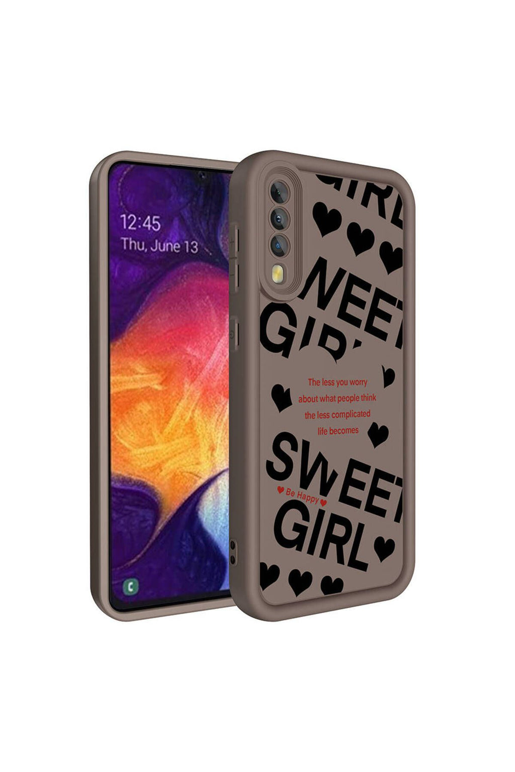 Galaxy A70 Kılıf Kamera Korumalı Baskılı Arka Yüzey Zore Klas Kapak - Koyu Kahve