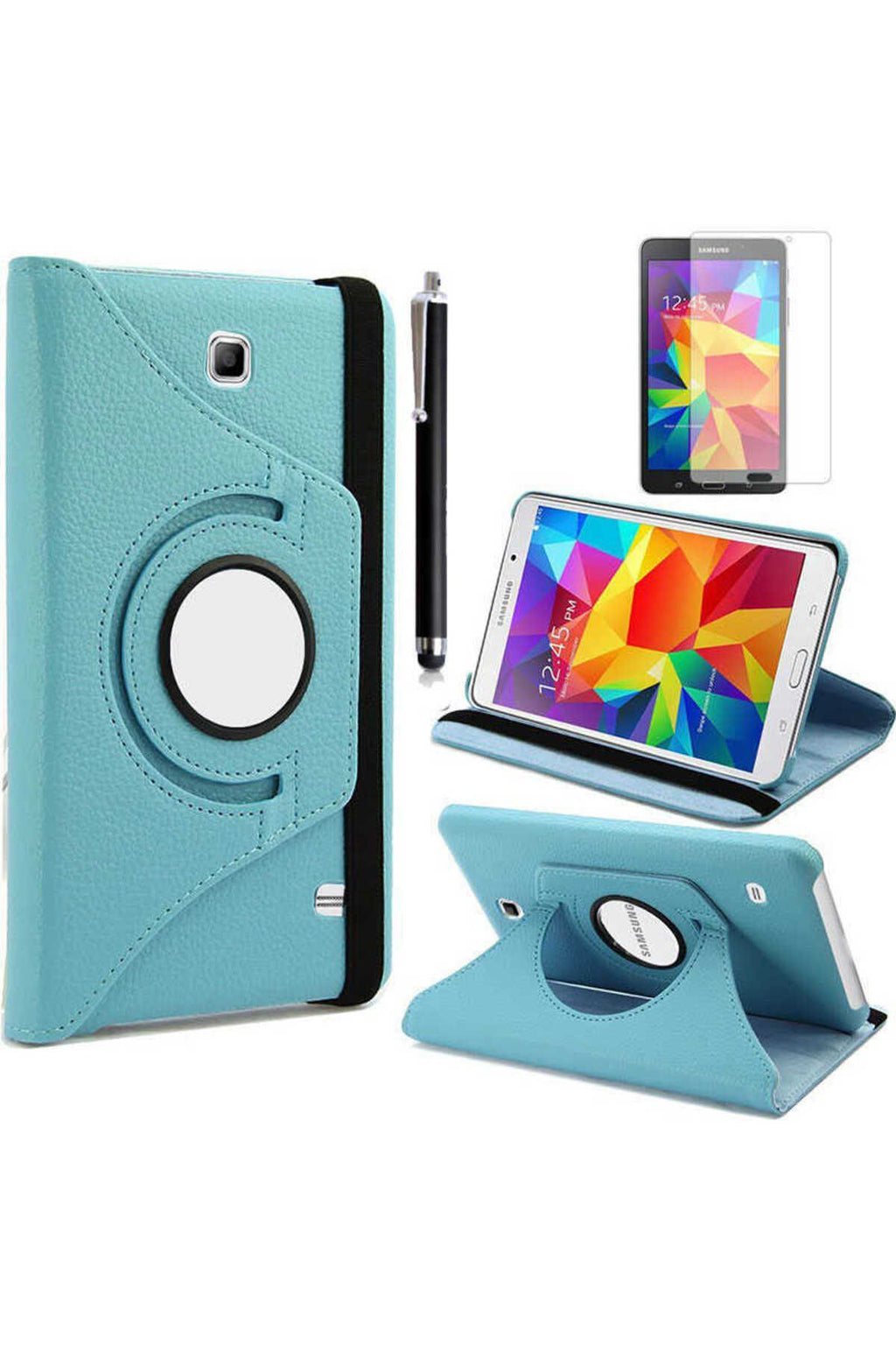Galaxy Tab 4 7.0 T230  Uyumlu Zore Dönebilen Standlı Kılıf-Mavi