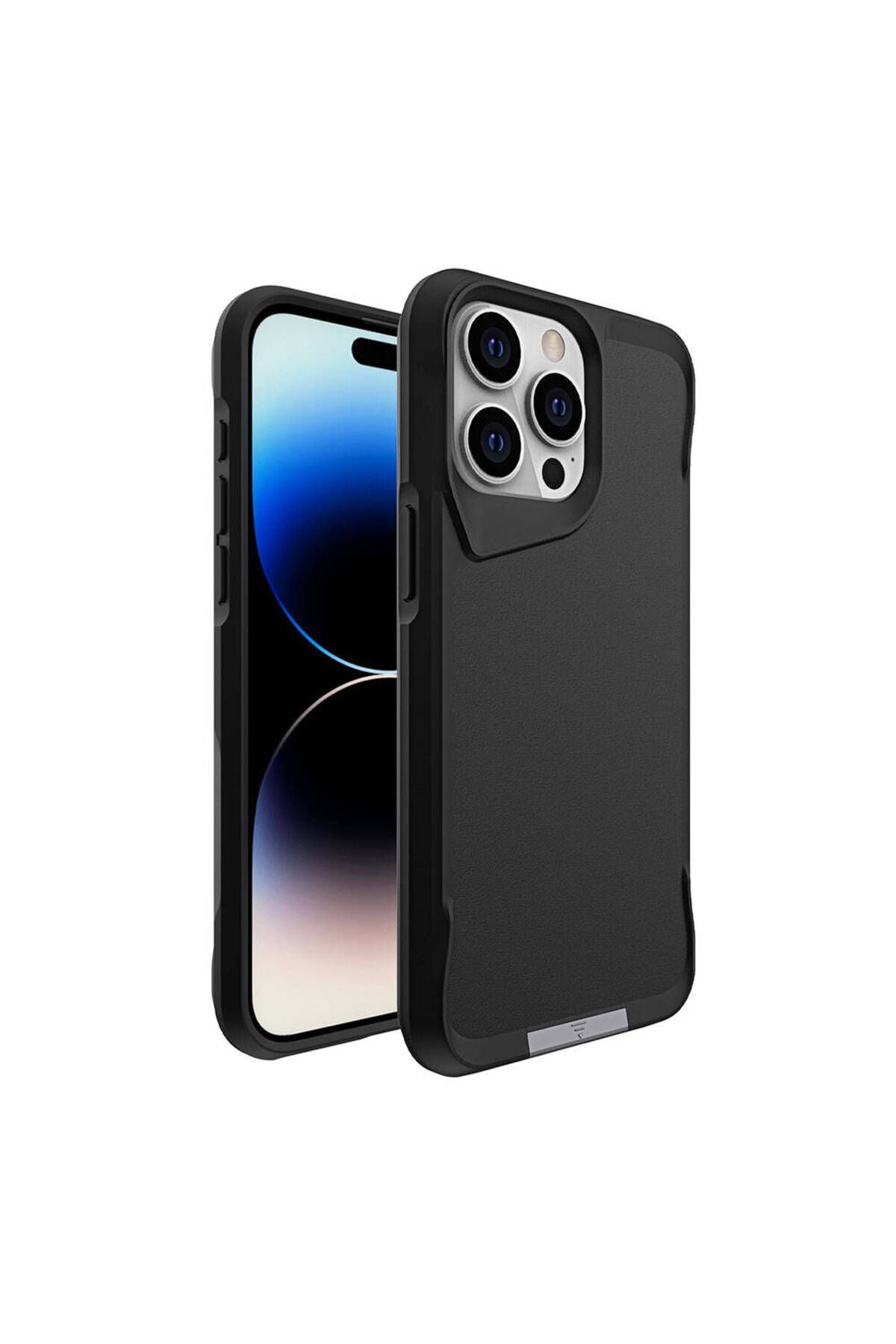 iPhone 15 Pro Max Uyumlu Zore AiHTTg Kenarlı T-Max Mat Standlı Kılıf-Siyah