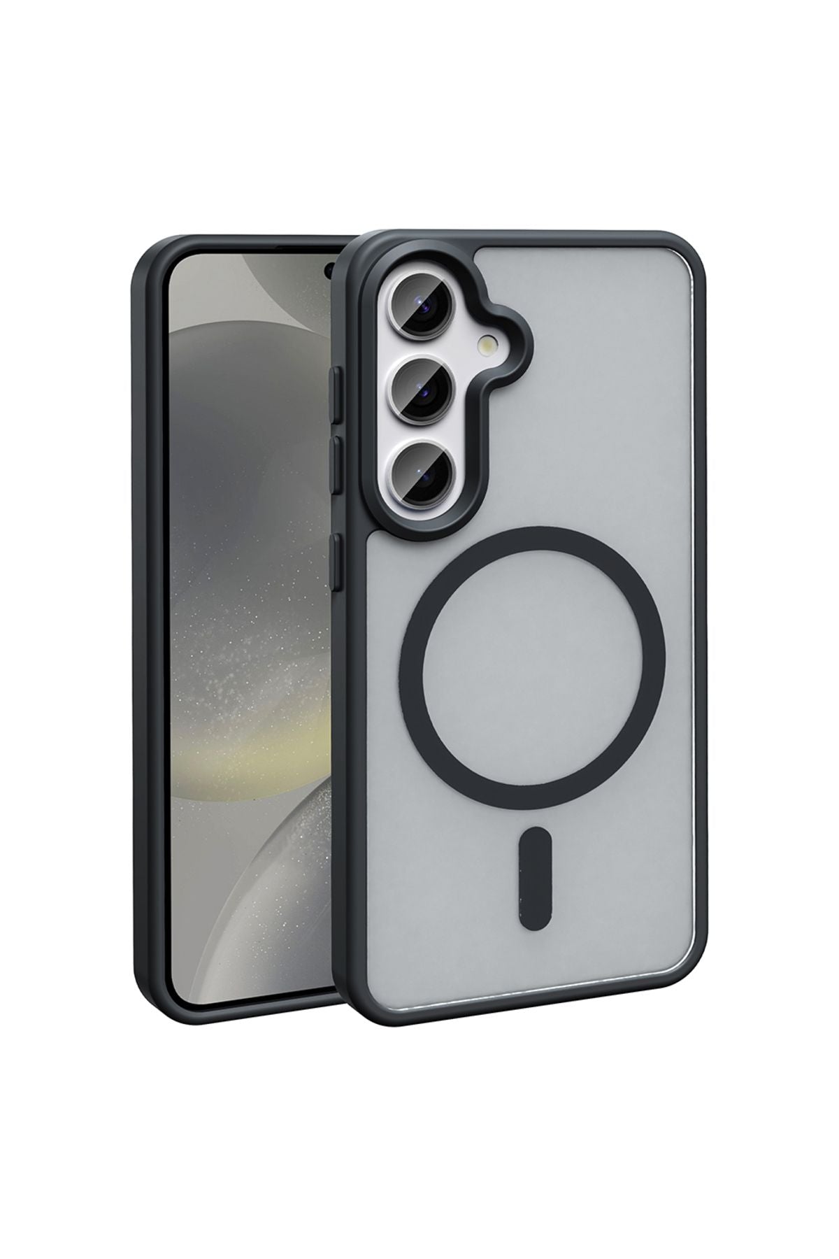 Galaxy S24 FE Kılıf Magsafe Şarj Özellikli Mat Arka Yüzey Zore Sio Kapak - Siyah