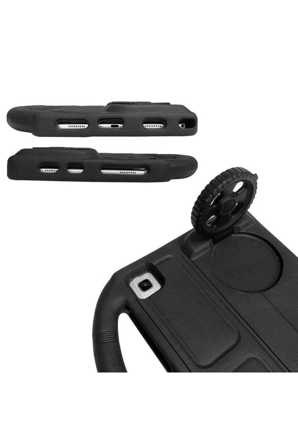 Galaxy T720 Tab S5E  Uyumlu Zore Wheel Car Tekerlek Standlı Tablet Eva Silikon Kılıf-Yeşil