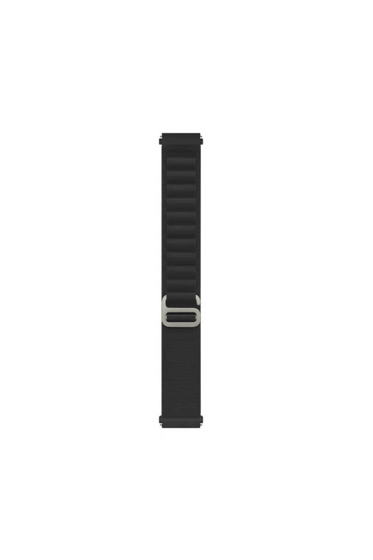 Galaxy Watch Active 2 44mm Uyumlu KRD-74 20mm Hasır Zore Kordon-Siyah