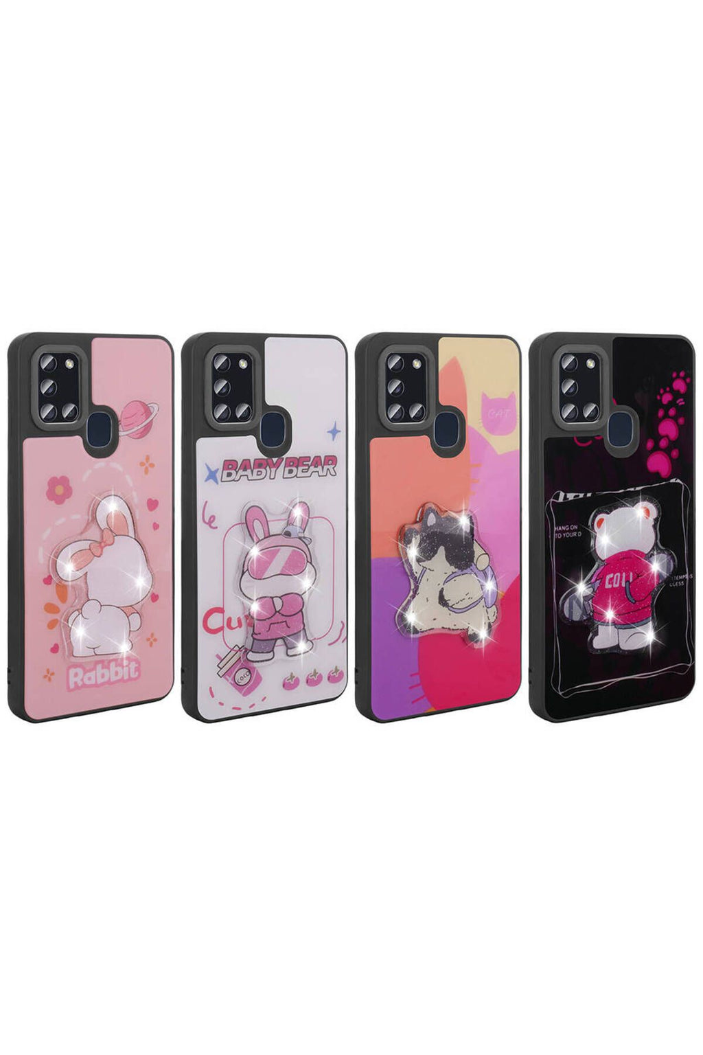 Galaxy A21S Kılıf Parlayan Kabartmalı İkonik Figürlü Zore Amas Silikon Kapak - Beyaz