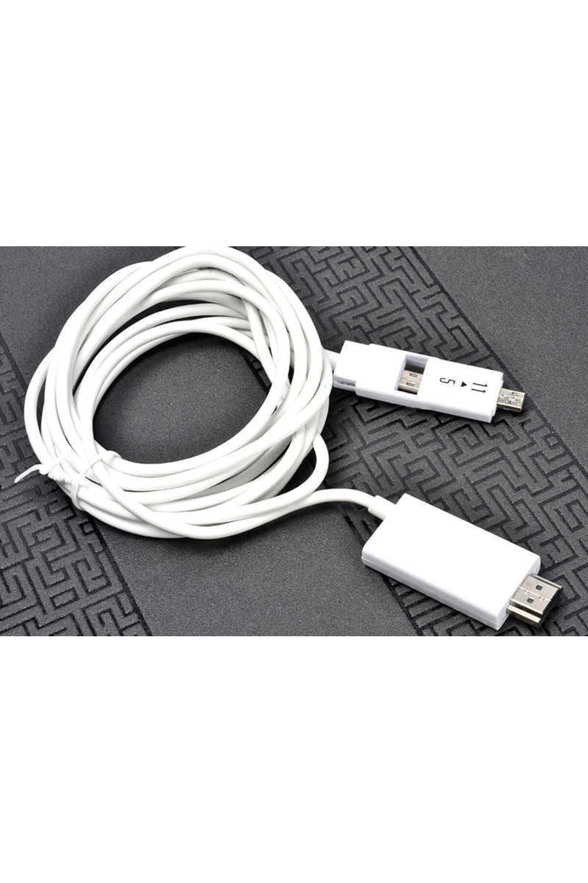 Beyaz Galaxy Note 3 MHL HDMI Kablo-Zore