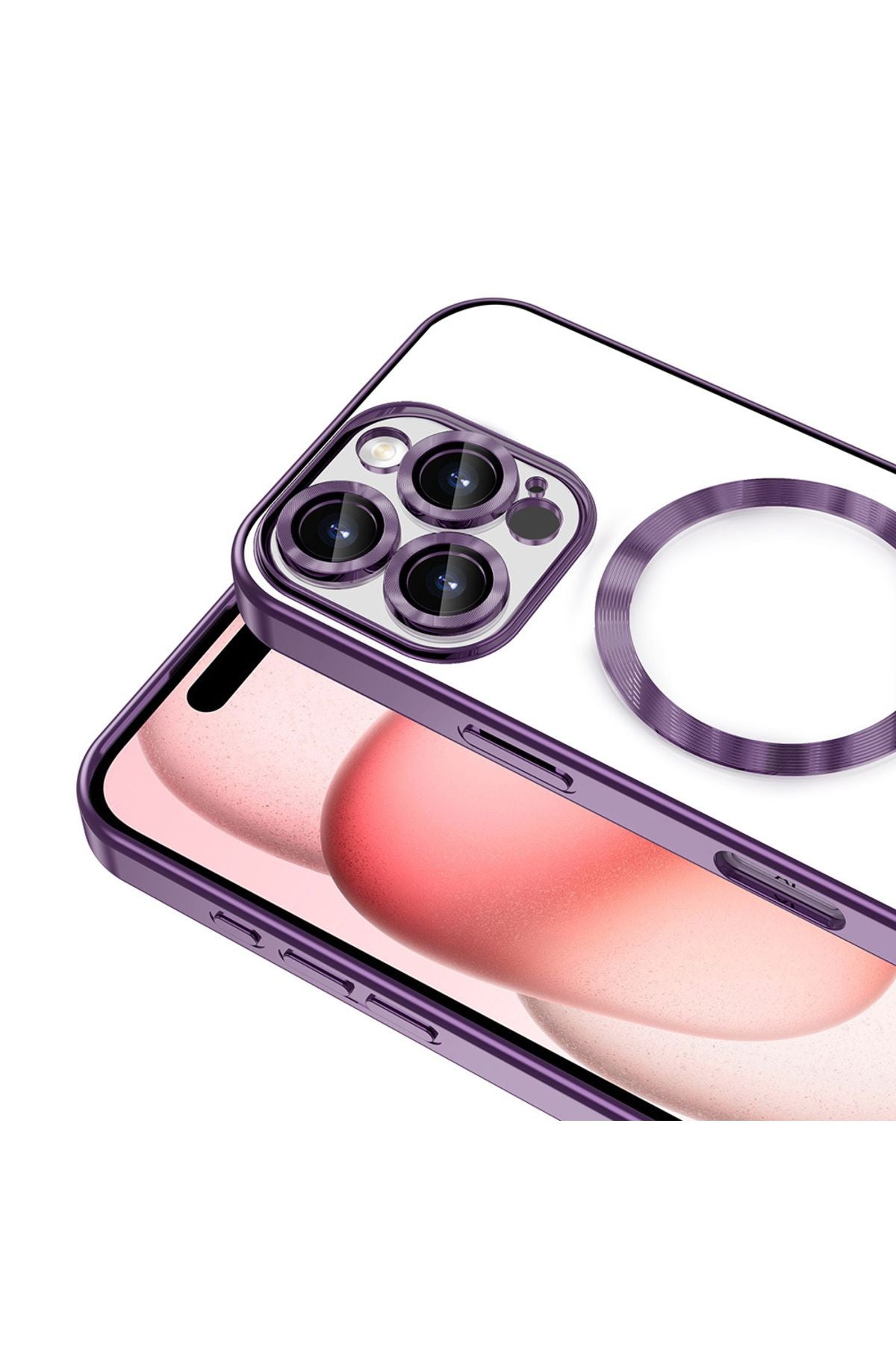 iPhone 16 Pro Max Kılıf Kamera Korumalı Magsafe Wireless Şarj Özellikli Zore Demre Kapak - Rose Gold