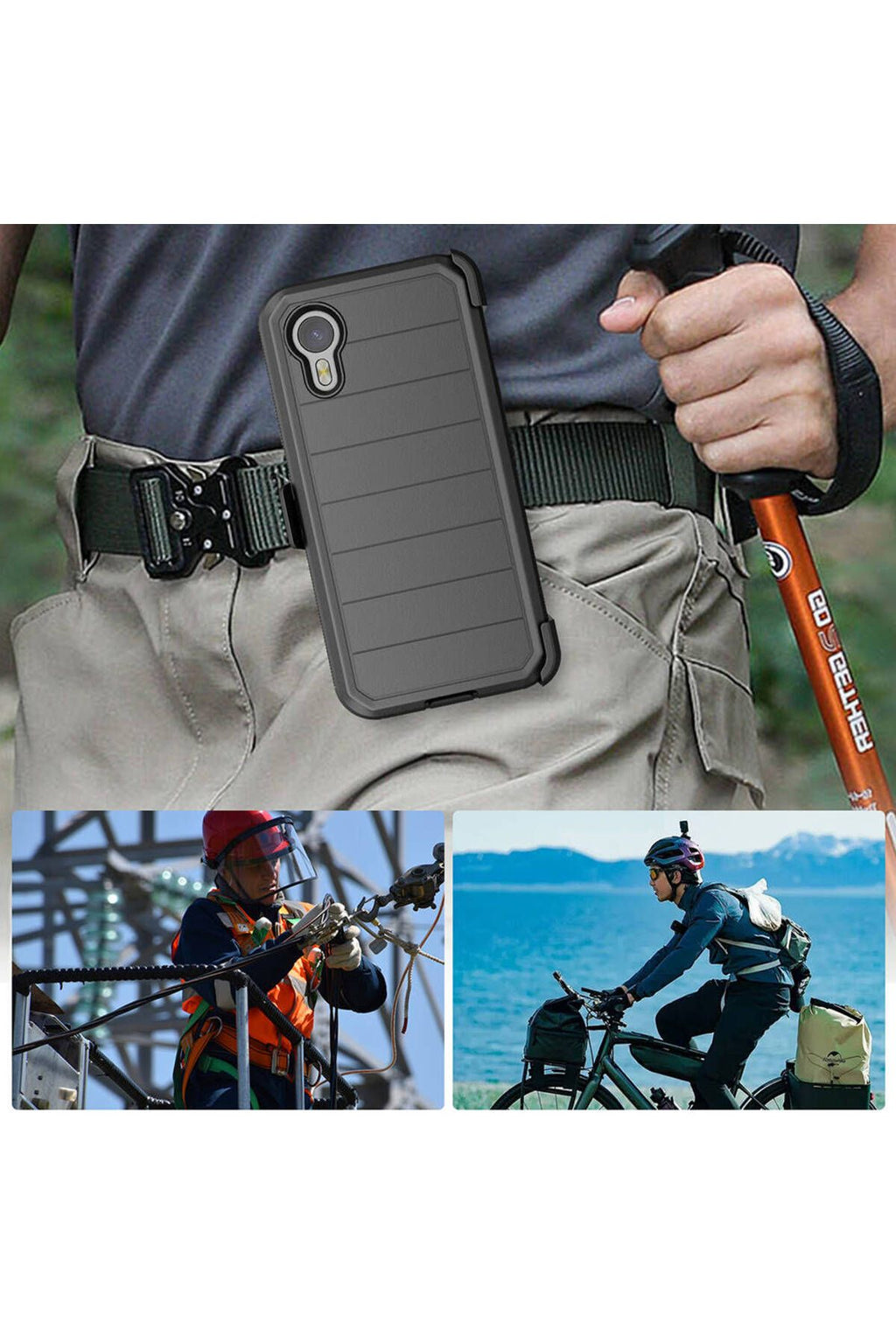 Galaxy XCover7 Pro Kılıf Zore Double Clip Kapak - Siyah