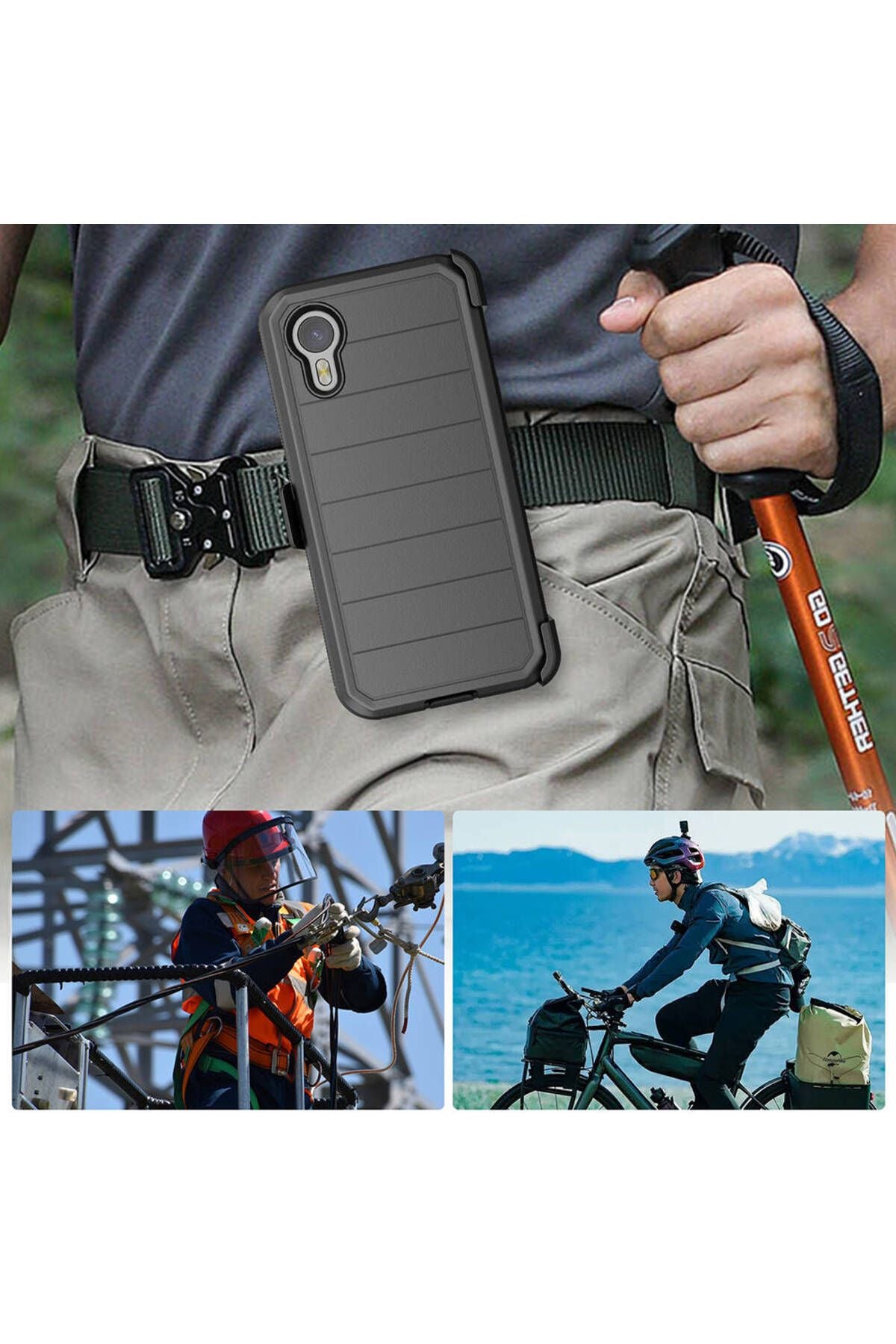 Galaxy XCover7 Pro Kılıf Zore Double Clip Kapak - Siyah