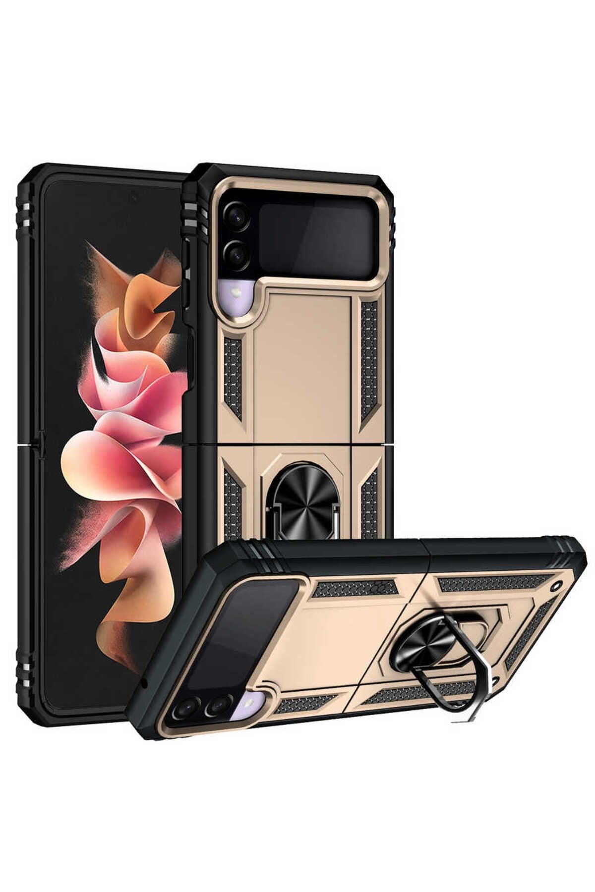 Galaxy Z Flip 3 Kılıf Zore Vega Kapak - Gold