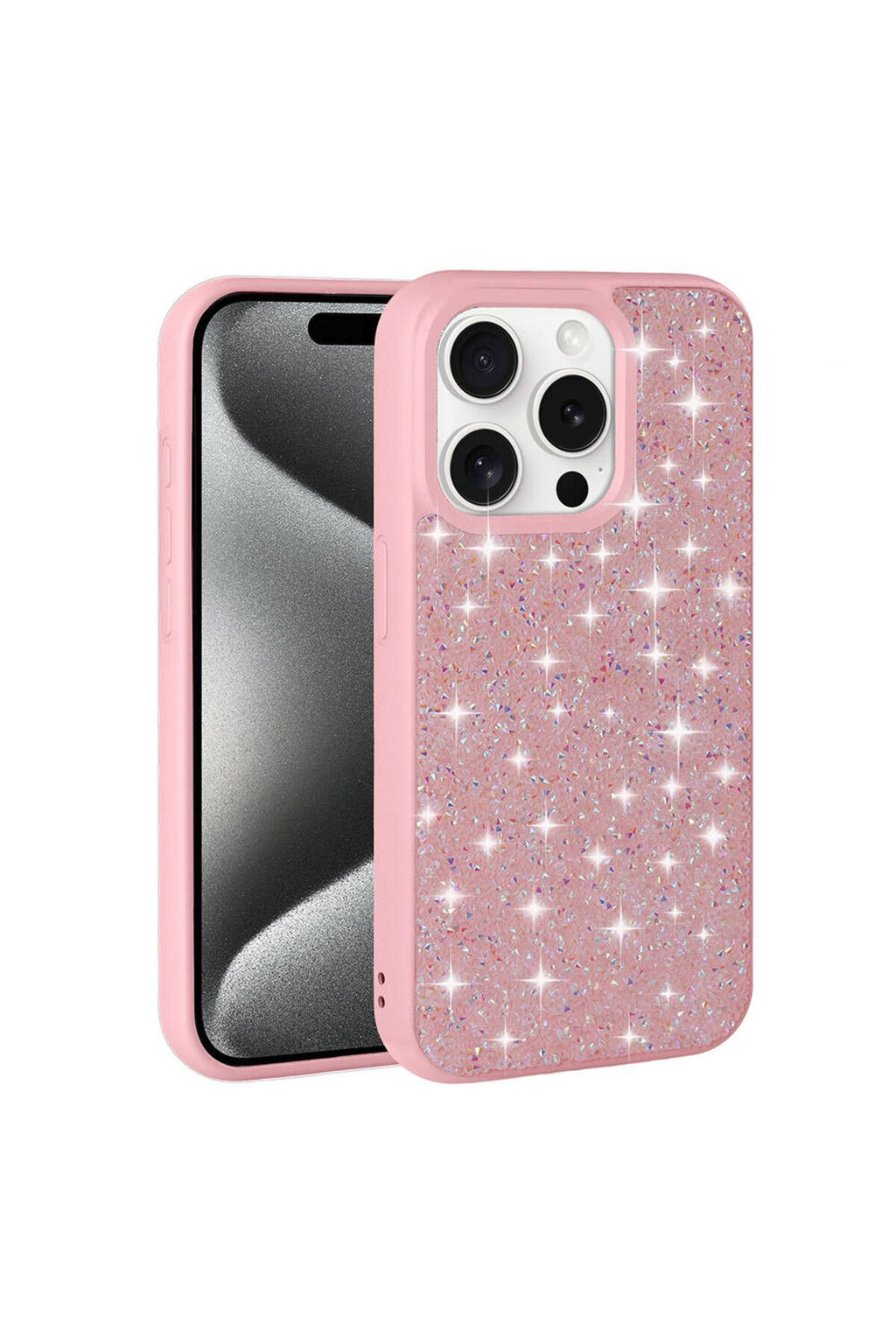 iPhone 15 Pro Max Uyumlu Parlak Taşlı Tasarım Pırlanta Zore Kılıf-Lila