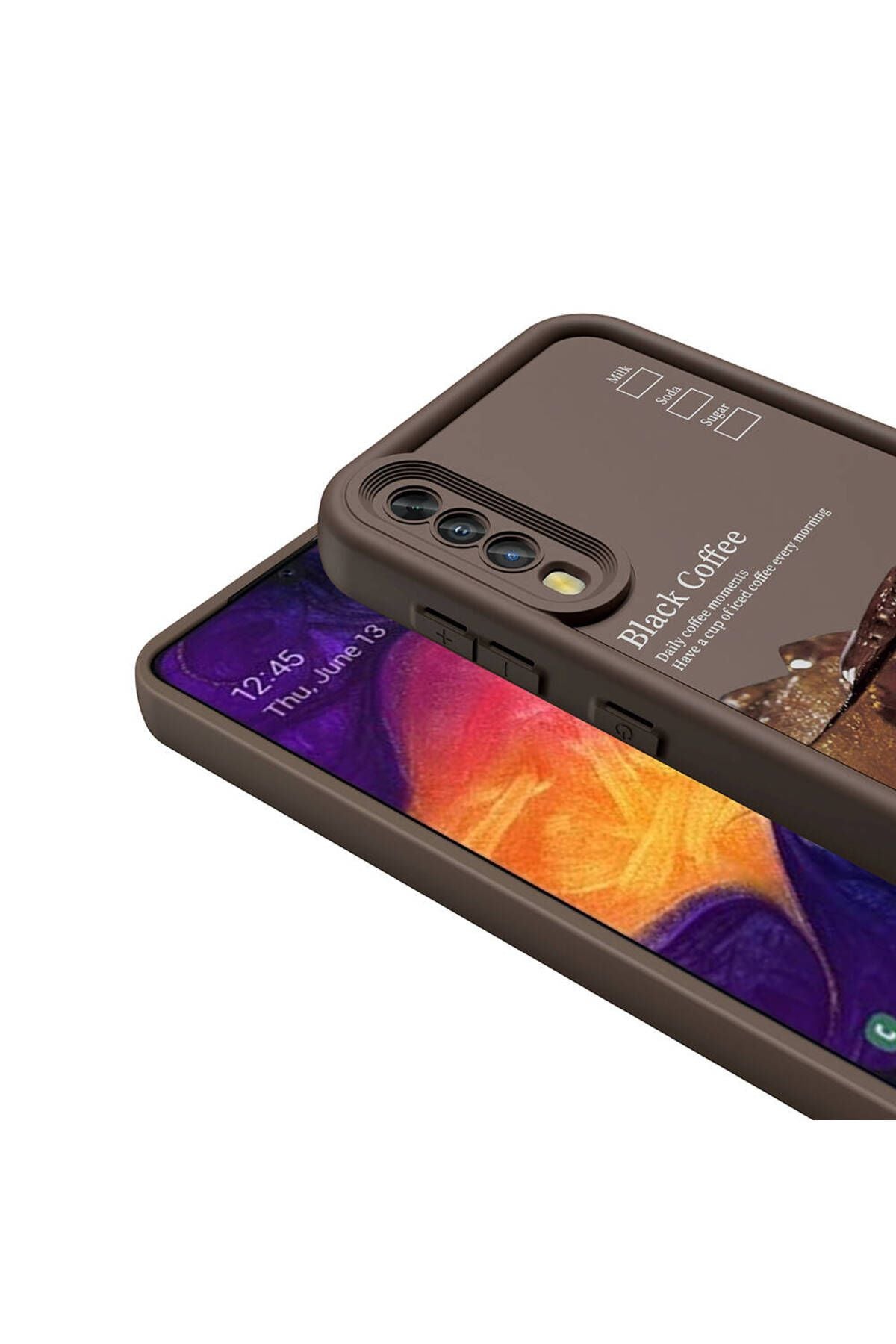 Galaxy A50 Kılıf Kamera Korumalı Baskılı Arka Yüzey Zore Klas Kapak - Koyu Kahve