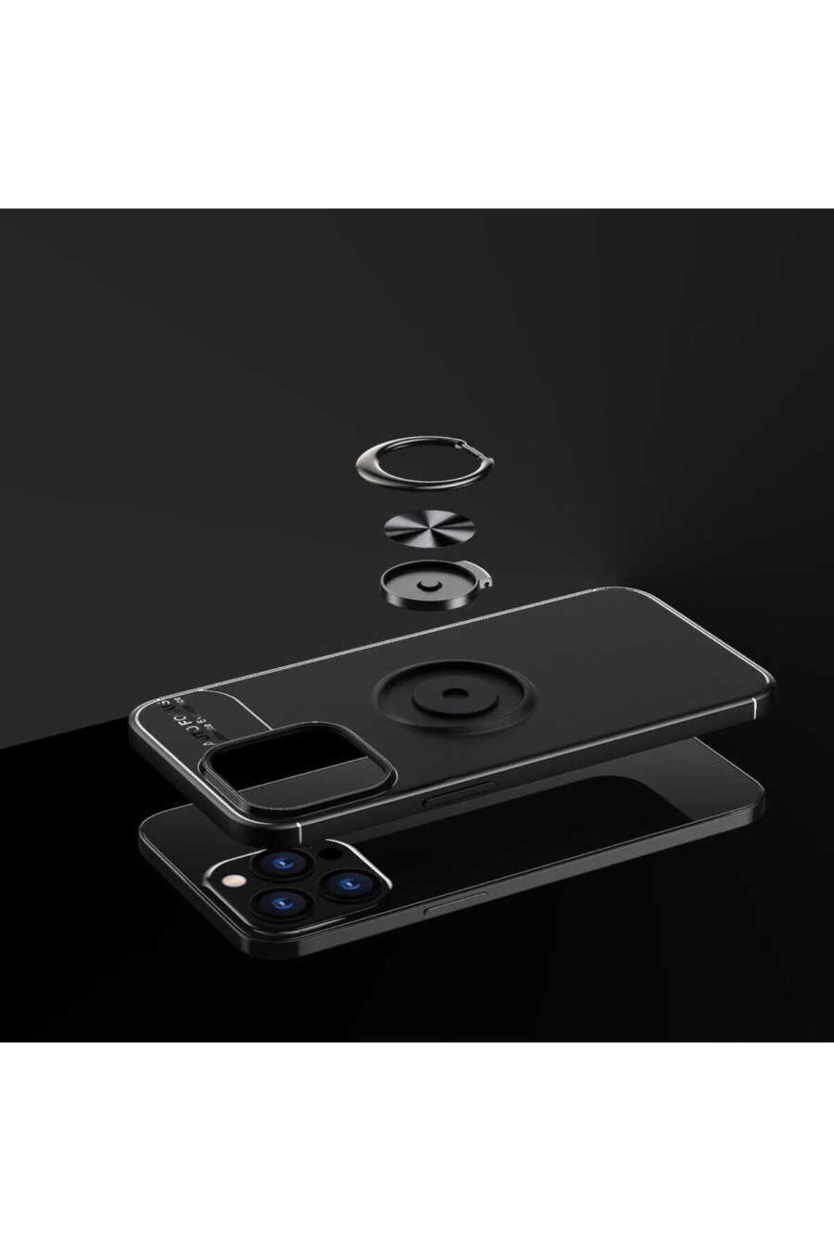 iPhone 14 Pro Uyumlu Zore Ravel Silikon Kılıf-Siyah-Kırmızı