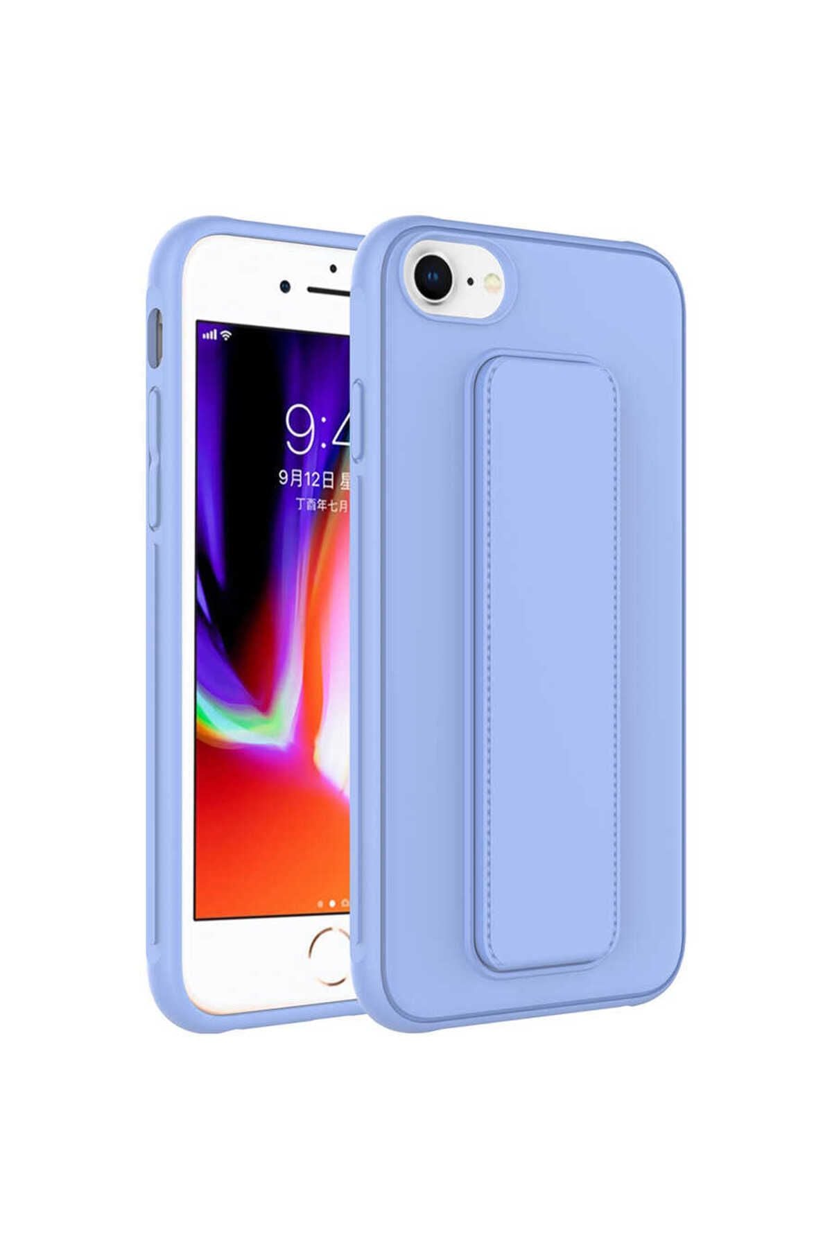 iPhone SE 2022 Uyumlu Zore Qstand Kılıf-Lila