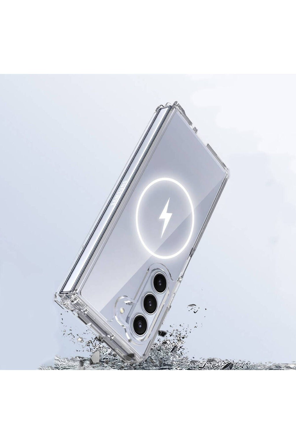 Galaxy Z Fold 6 Kılıf Magsafe Şarj Özellikli Şeffaf Sert PC Zore Embos Kapak - Şeffaf