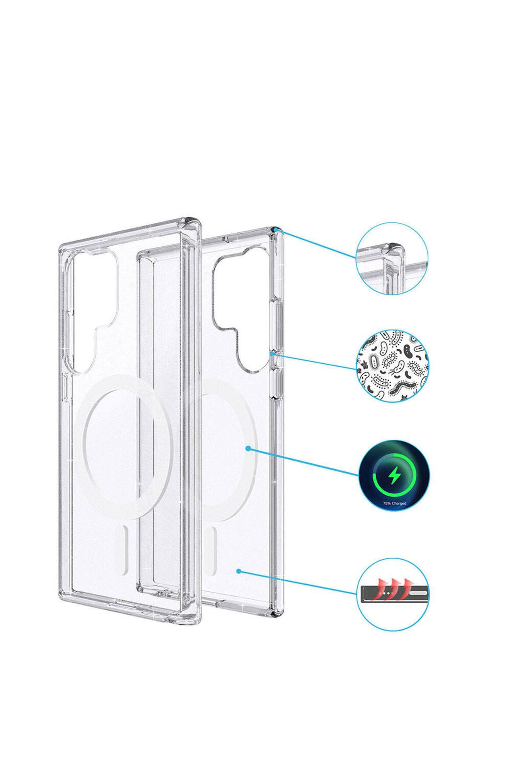 Galaxy S23 Ultra Kılıf Magsafe Şarj Özellikli Parlayan Simli Saydam Renkli Zore Allstar Kapak - Mor