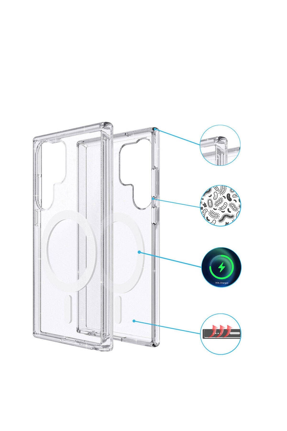Galaxy S23 Ultra Kılıf Magsafe Şarj Özellikli Parlayan Simli Saydam Renkli Zore Allstar Kapak - Mor