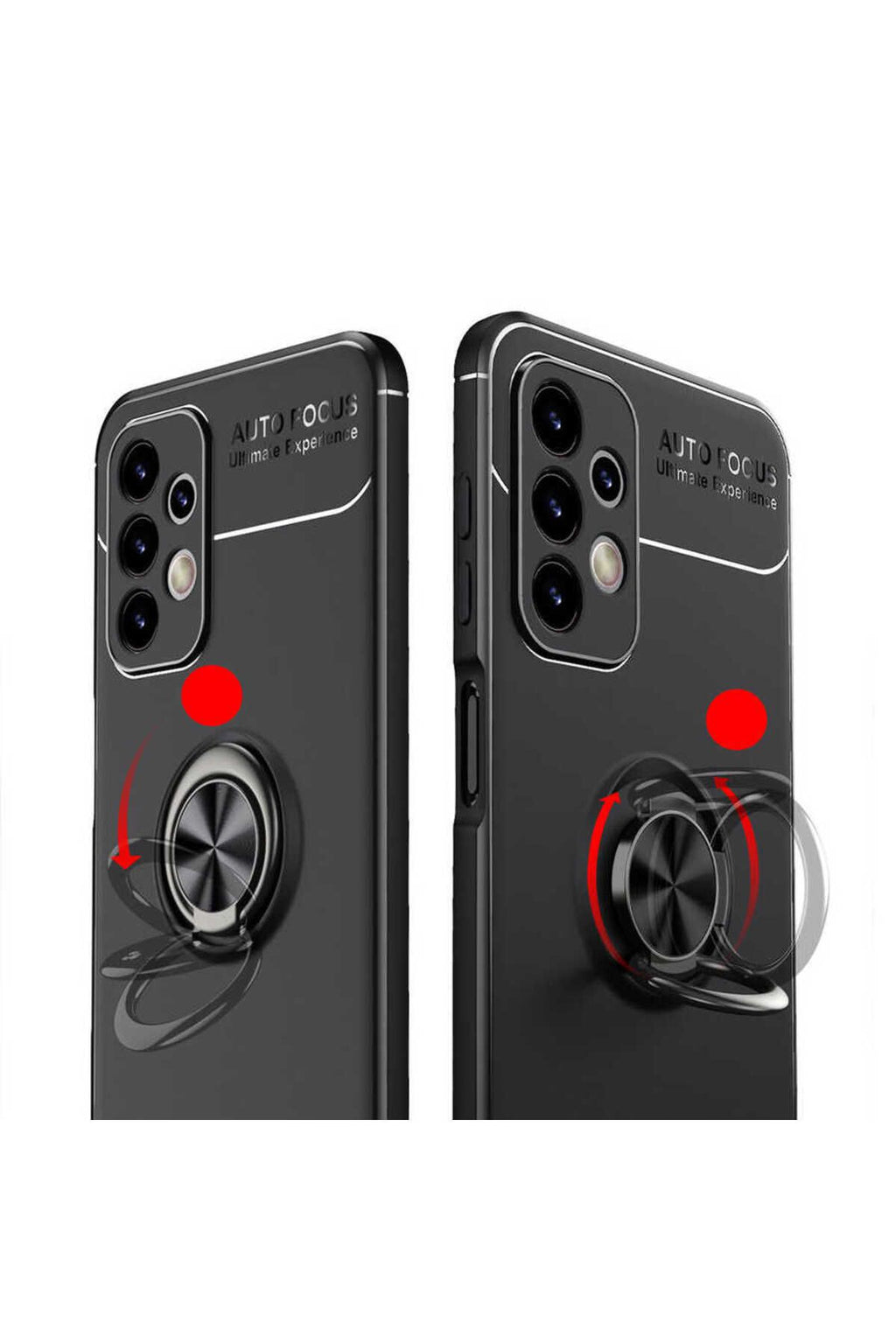 Galaxy A23 Kılıf Zore Ravel Silikon Kapak - Siyah-Kırmızı