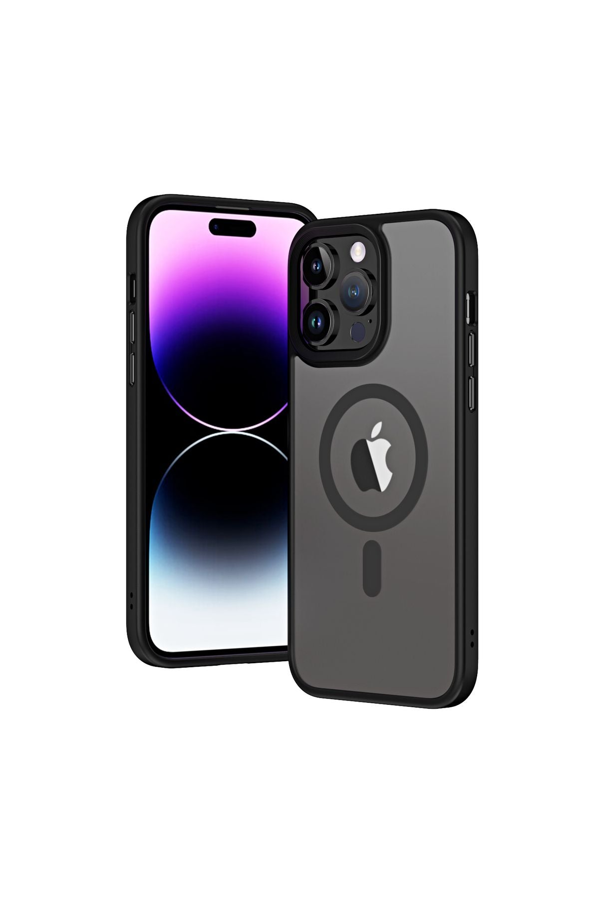 iPhone 14 Pro Max Zore Uyumlu Wireless Şarj Özellikli Zore Hibrit Magsafe Kılıf-Siyah