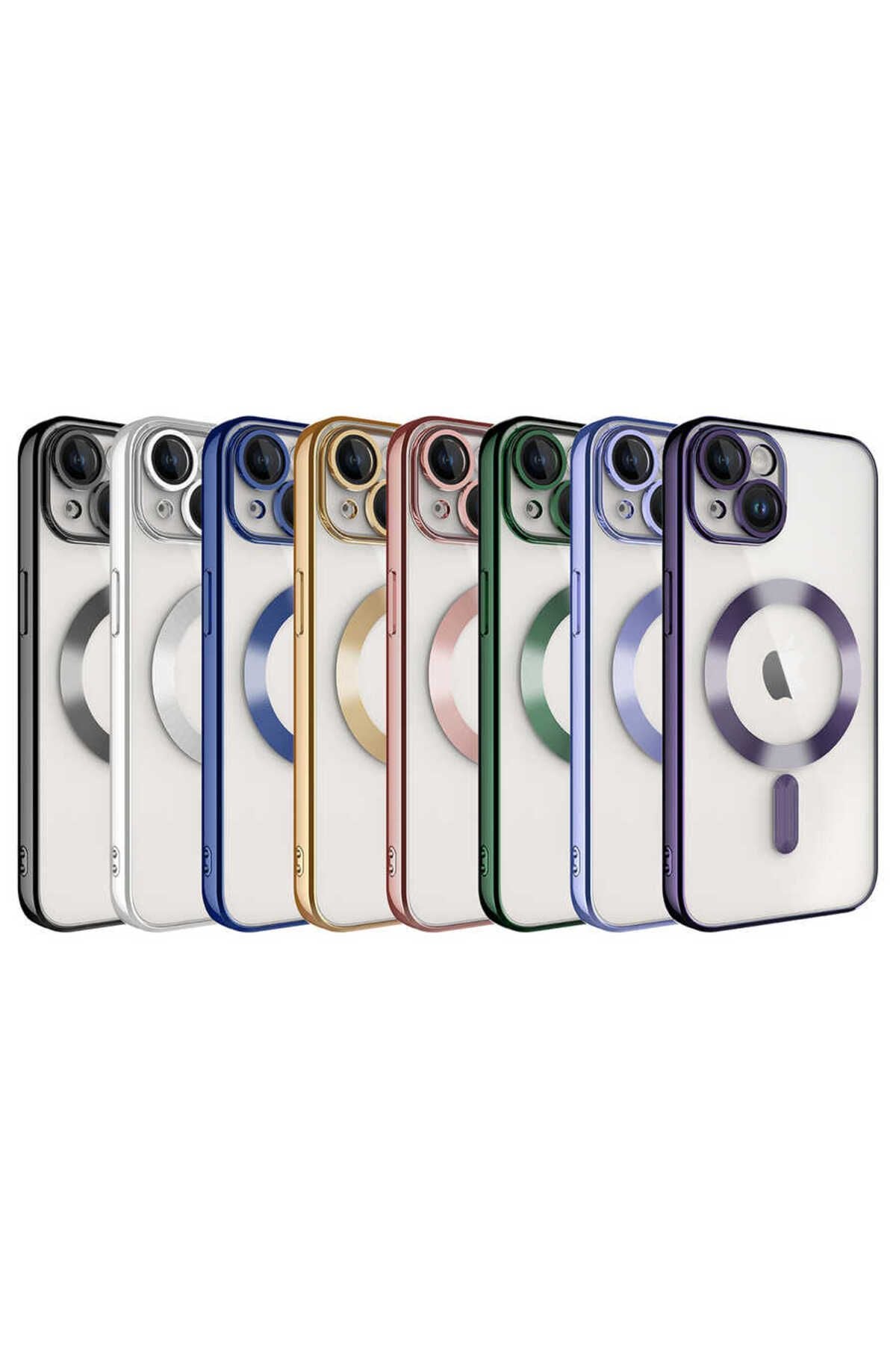 iPhone 14 Uyumlu Kamera Korumalı Magsafe Wireless Şarj Özellikli CSK Zore Demre Kılıf-Sierra Mavi