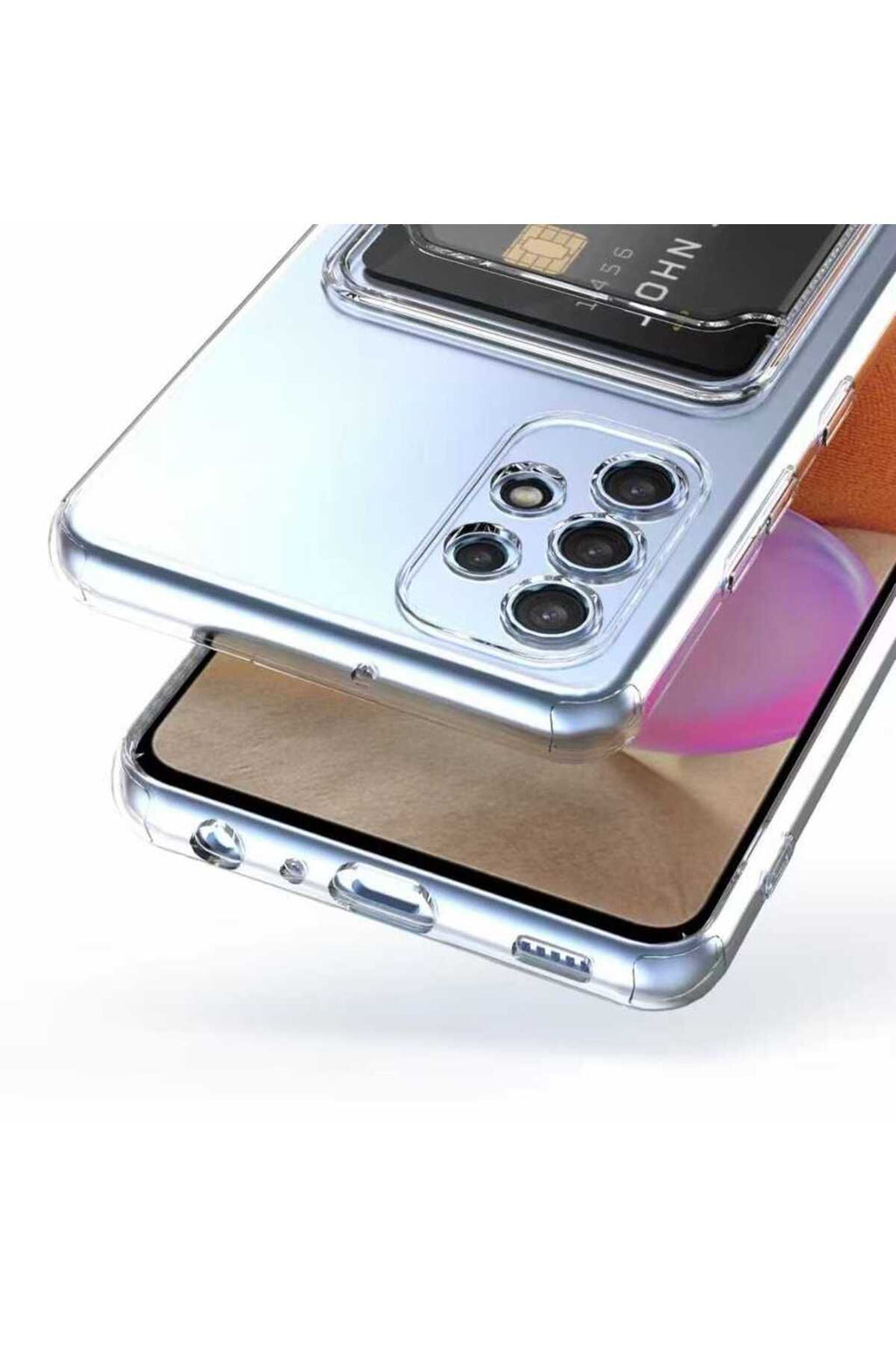 Galaxy A33 5G Kılıf Kartlıklı Şeffaf Zore Setra Clear Silikon Kapak - Renksiz