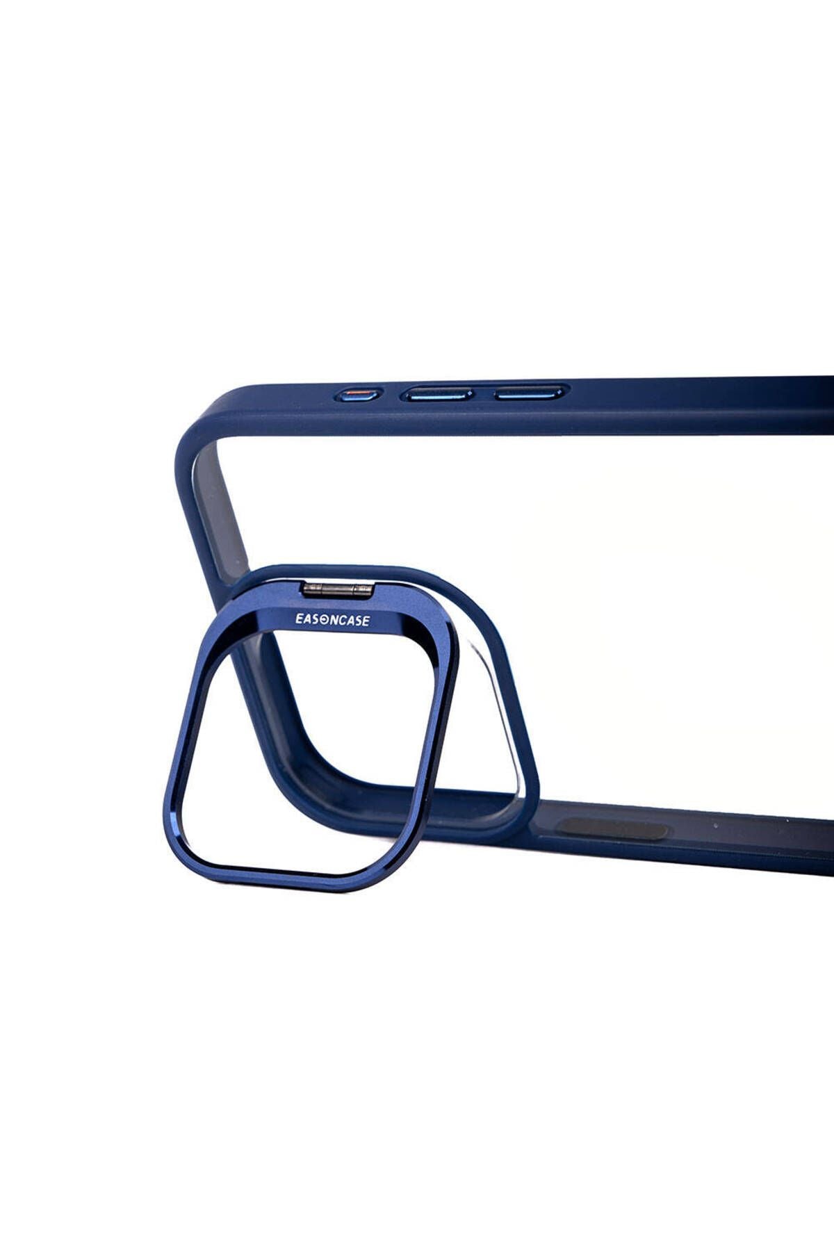 iPhone 15 Pro Uyumlu Kamera LZore Korumalı Standlı Zore Klon LNSM-li Kılıf-Lacivert